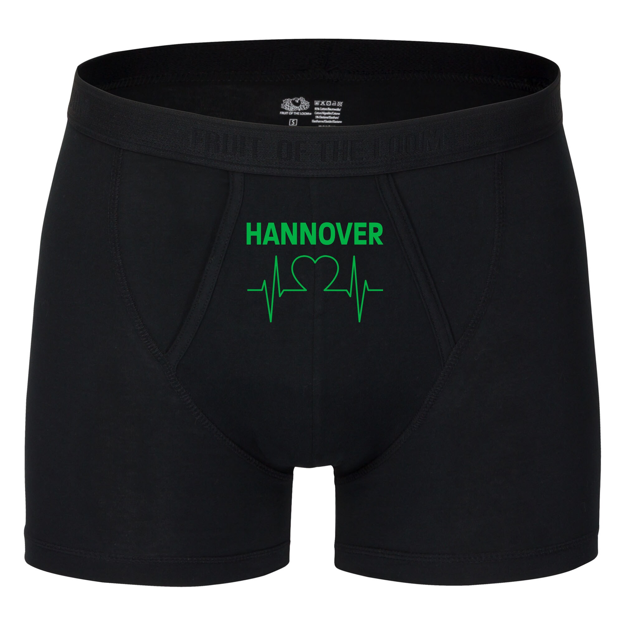 multifanshop Herren Boxer Short - Hannover - Herzschlag - Druck gr&uuml;n - Unterw&auml;sche - Bild 1