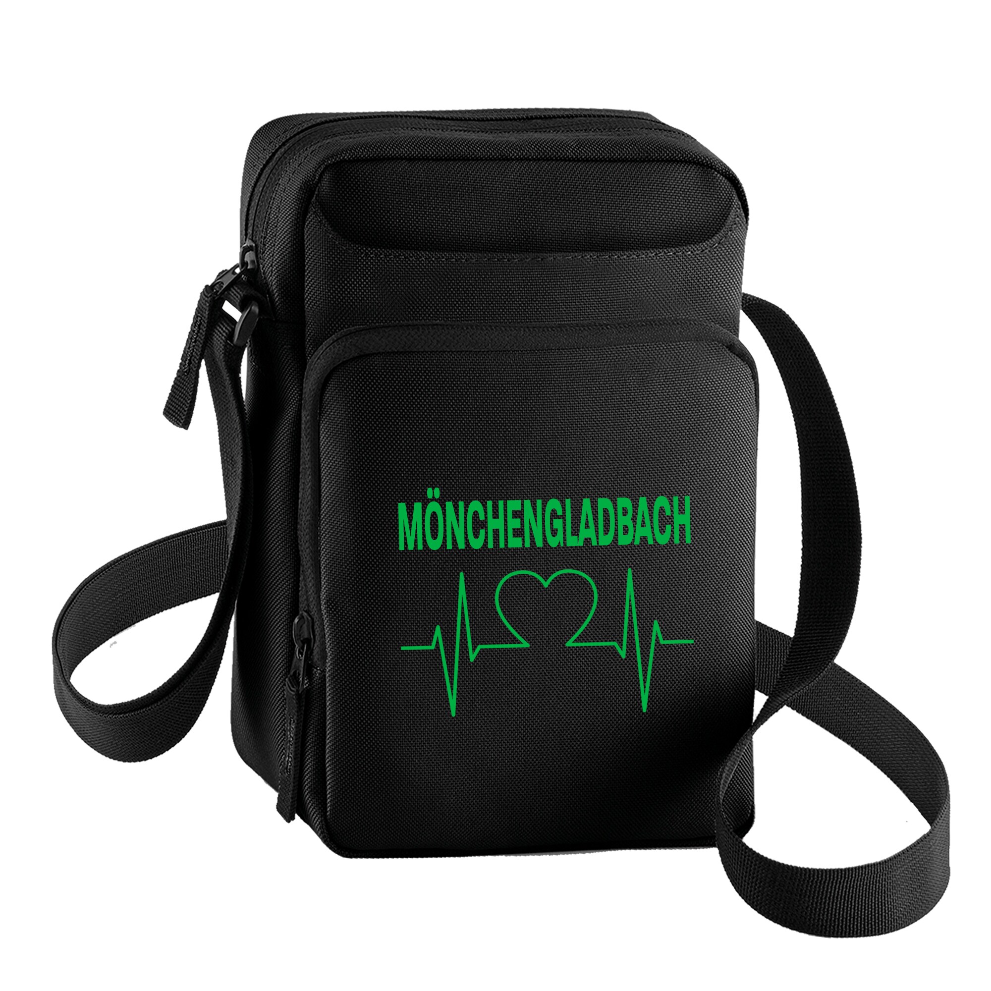 multifanshop Umh&auml;ngetasche - M&ouml;nchengladbach - Herzschlag - Druck gr&uuml;n - Tasche - Bild 1