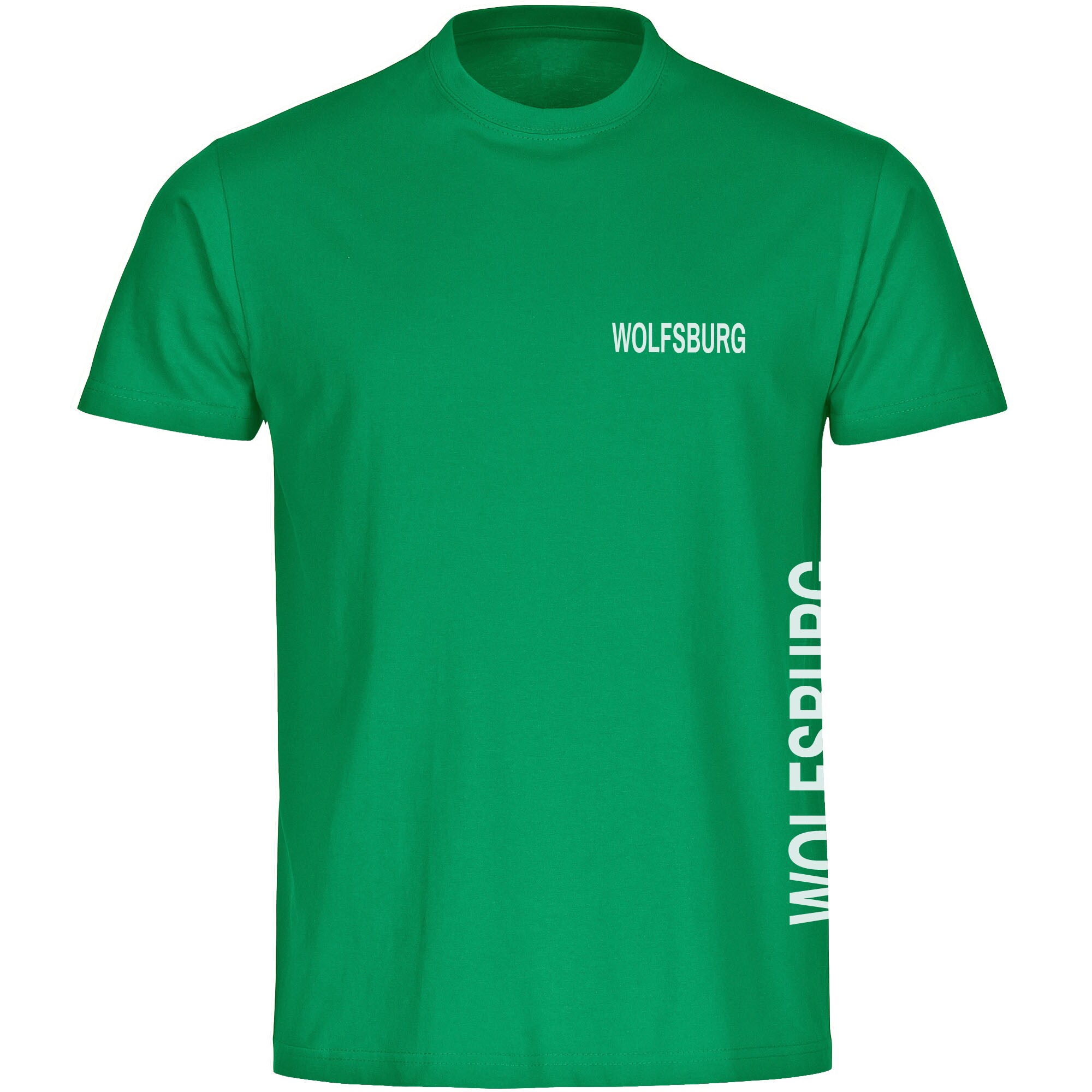 multifanshop Herren T-Shirt - Wolfsburg - Brust & Seite - Druck wei&szlig; - M&auml;nner - Bild 1