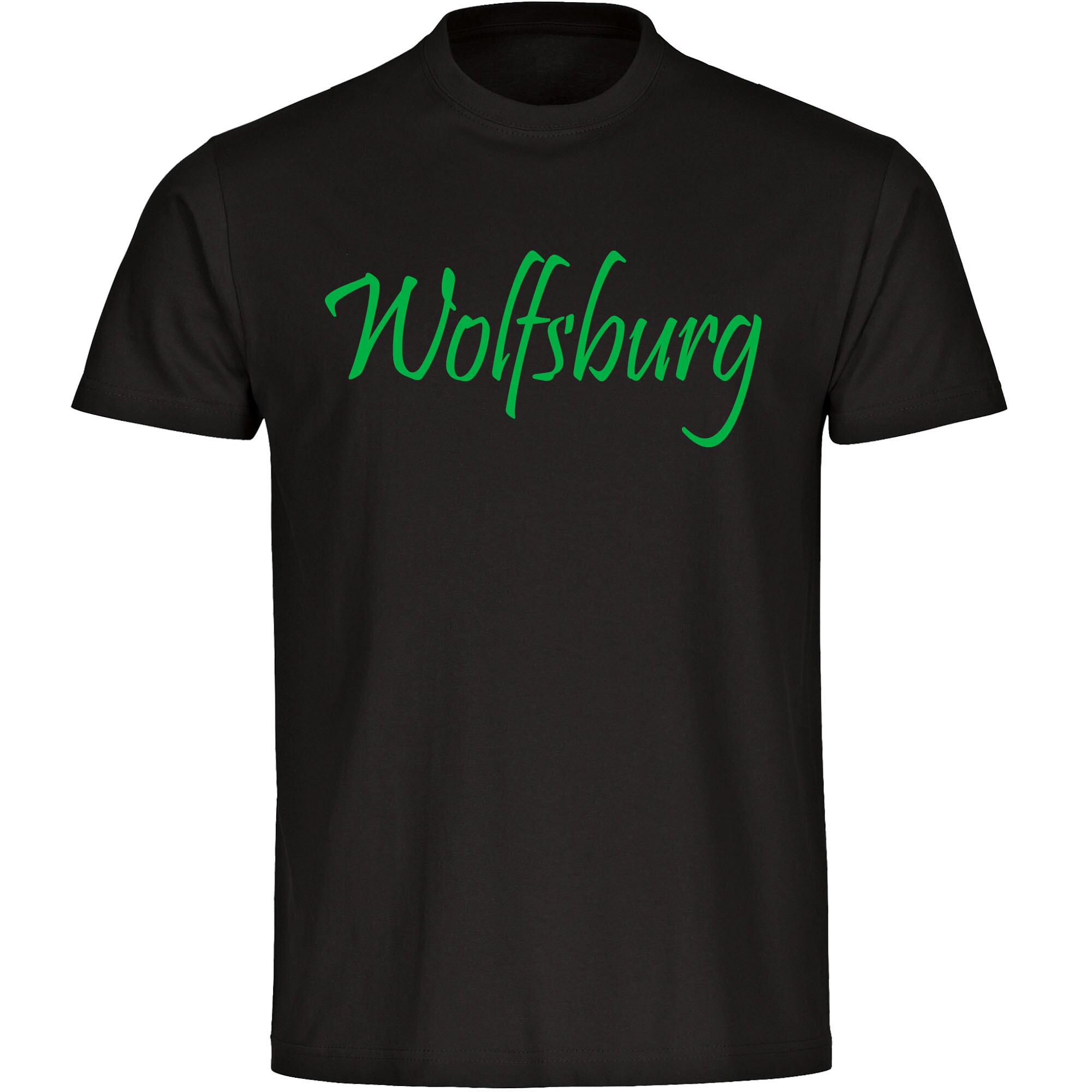 multifanshop Herren T-Shirt - Wolfsburg - Schriftzug - Druck gr&uuml;n - M&auml;nner - Bild 1