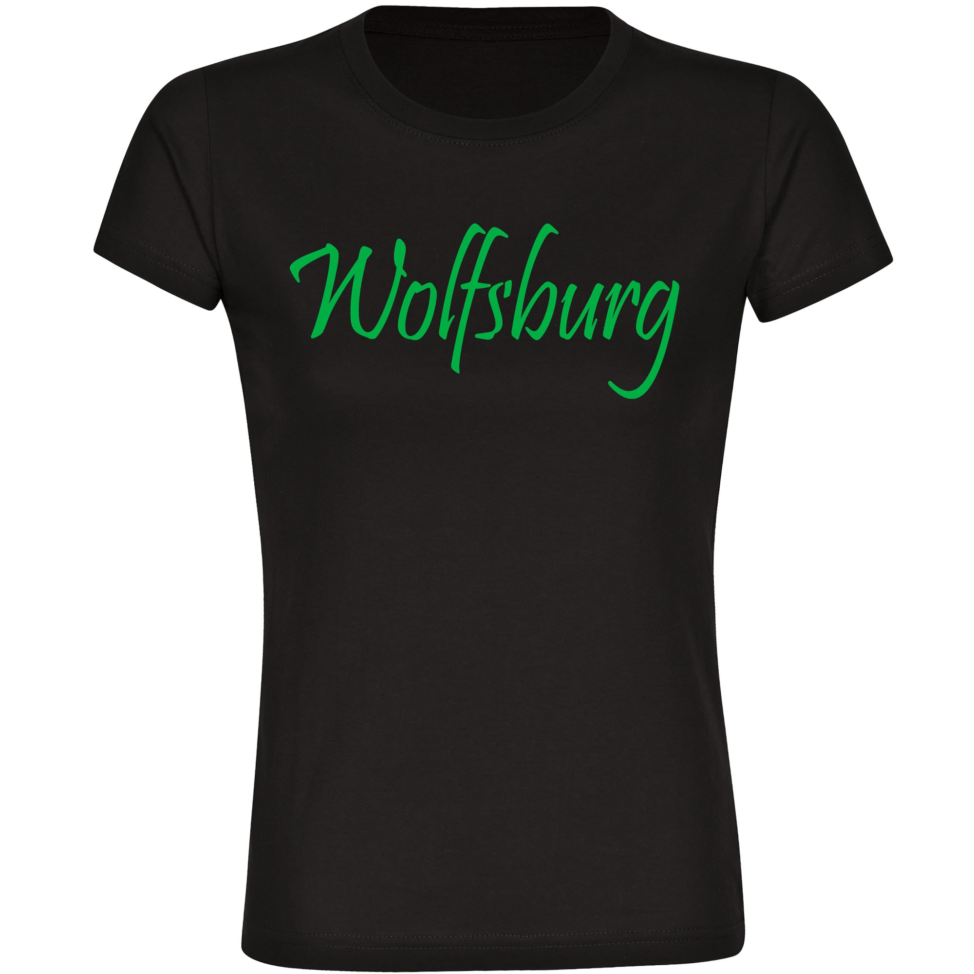 multifanshop Damen T-Shirt - Wolfsburg - Schriftzug - Druck gr&uuml;n - Frauen - Bild 1