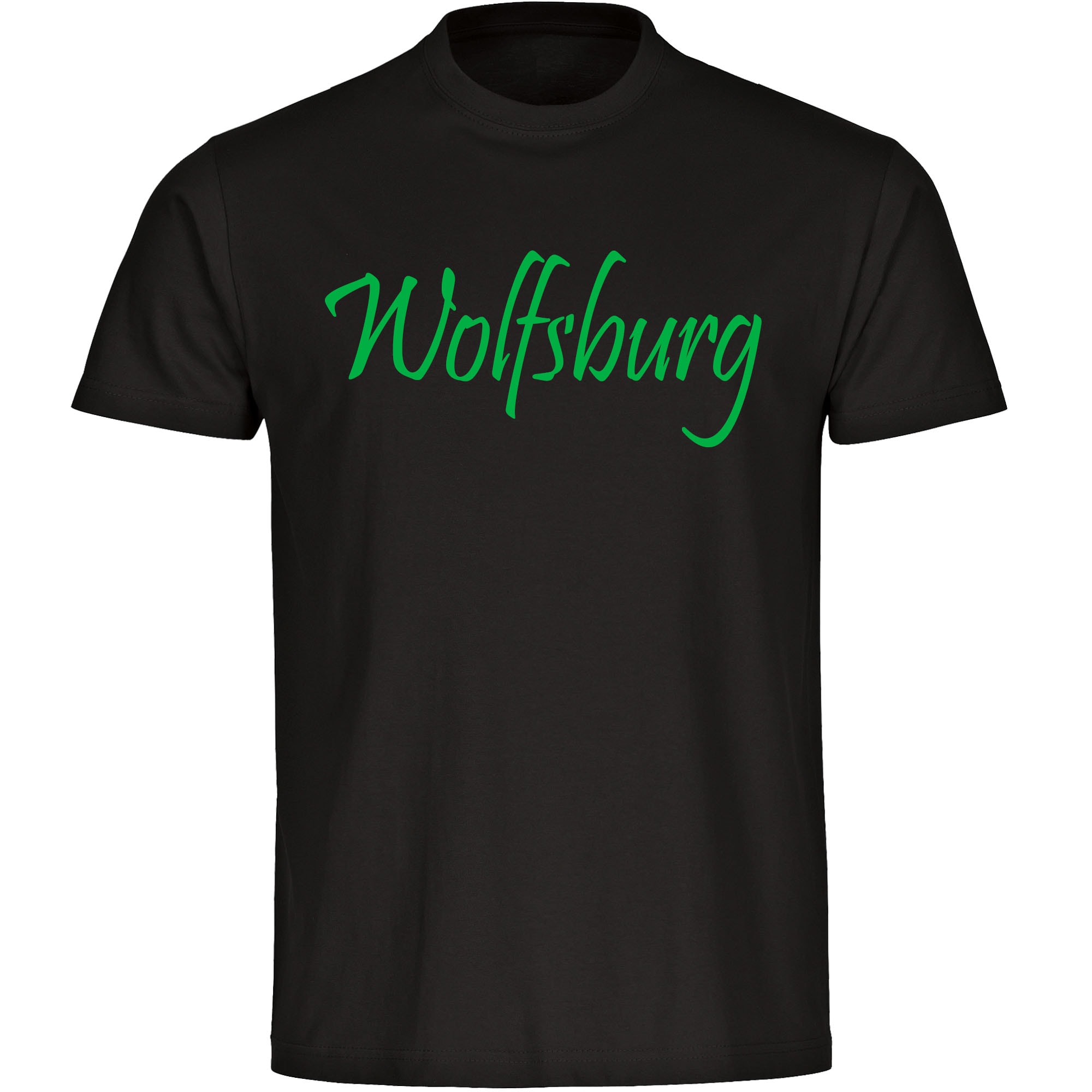 multifanshop Kinder T-Shirt - Wolfsburg - Schriftzug - Druck gr&uuml;n - Kind - Bild 1