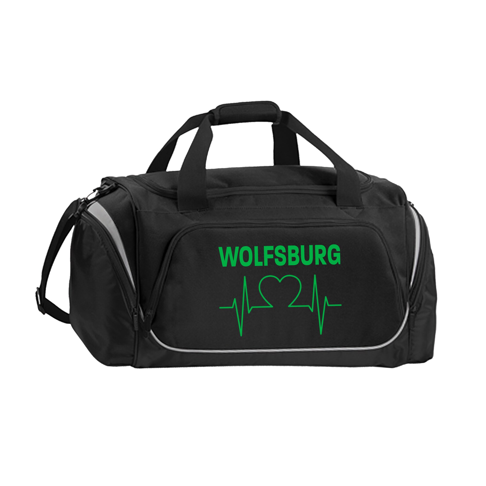 multifanshop Sporttasche - Wolfsburg - Herzschlag - Druck gr&uuml;n - Tasche - Bild 1