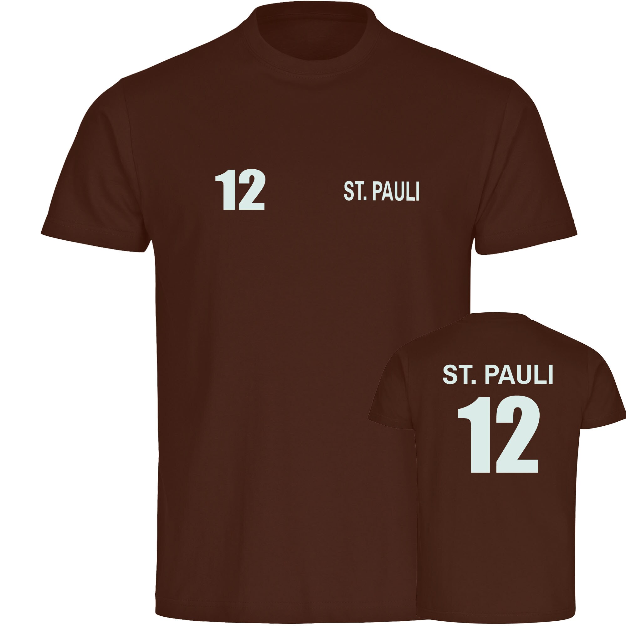 multifanshop Herren T-Shirt - St. Pauli - Trikot Nummer 12 - Druck wei&szlig; - M&auml;nner - Bild 1