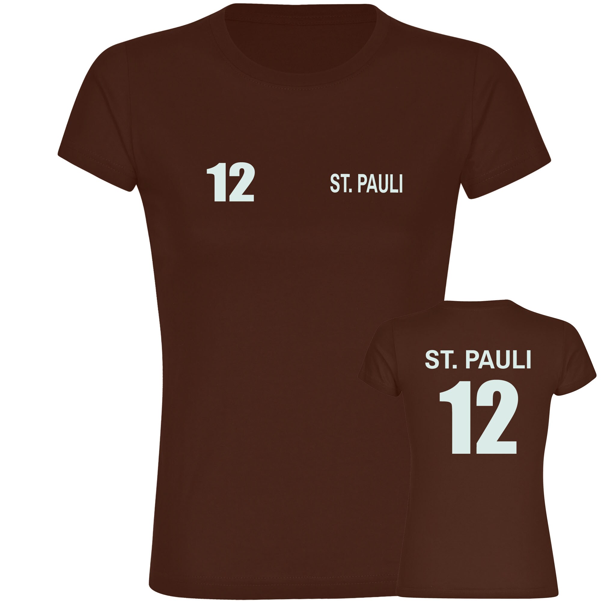 multifanshop Damen T-Shirt - St. Pauli - Trikot Nummer 12 - Druck wei&szlig; - Frauen - Bild 1