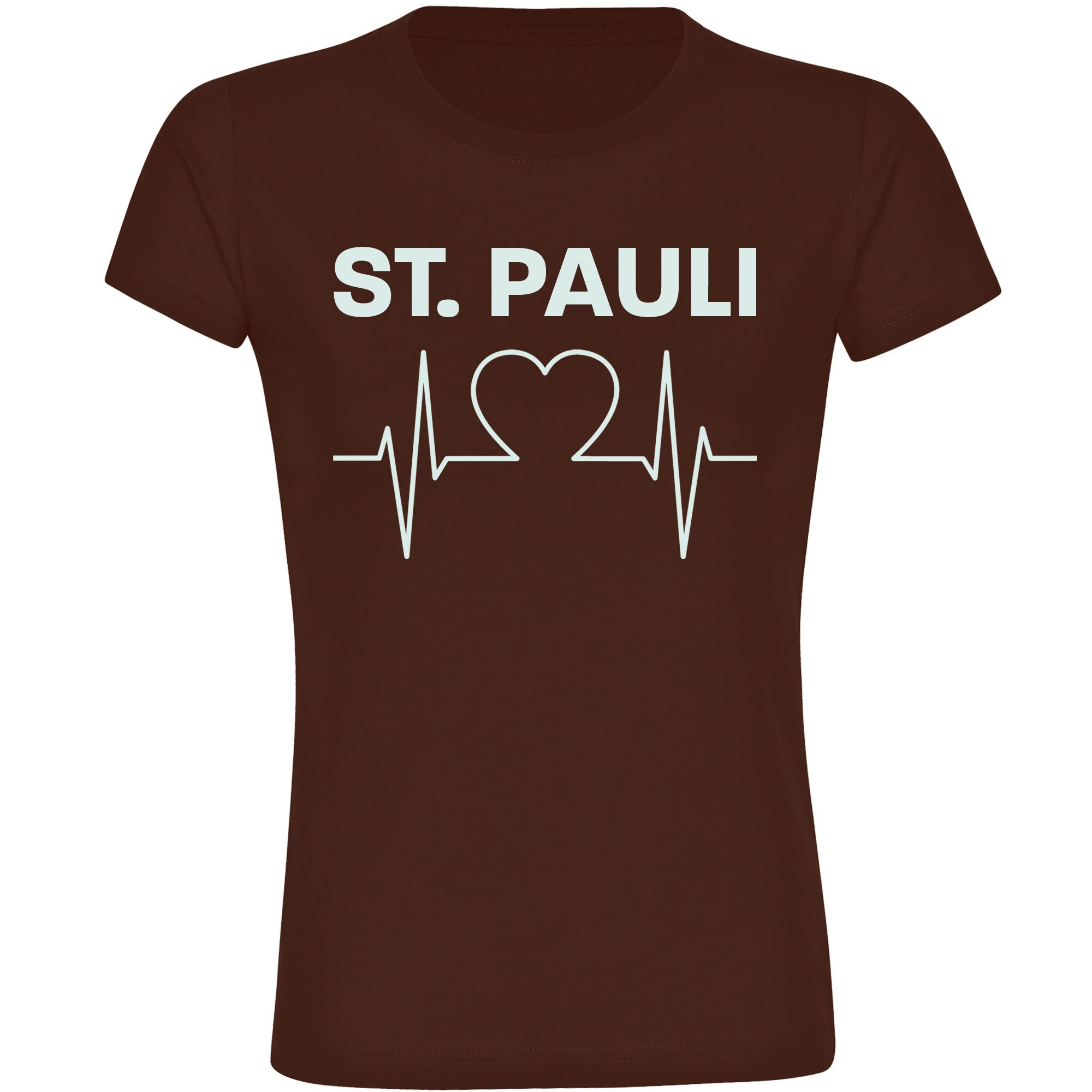 multifanshop Damen T-Shirt - St. Pauli - Herzschlag - Druck wei&szlig; - Frauen - Bild 1