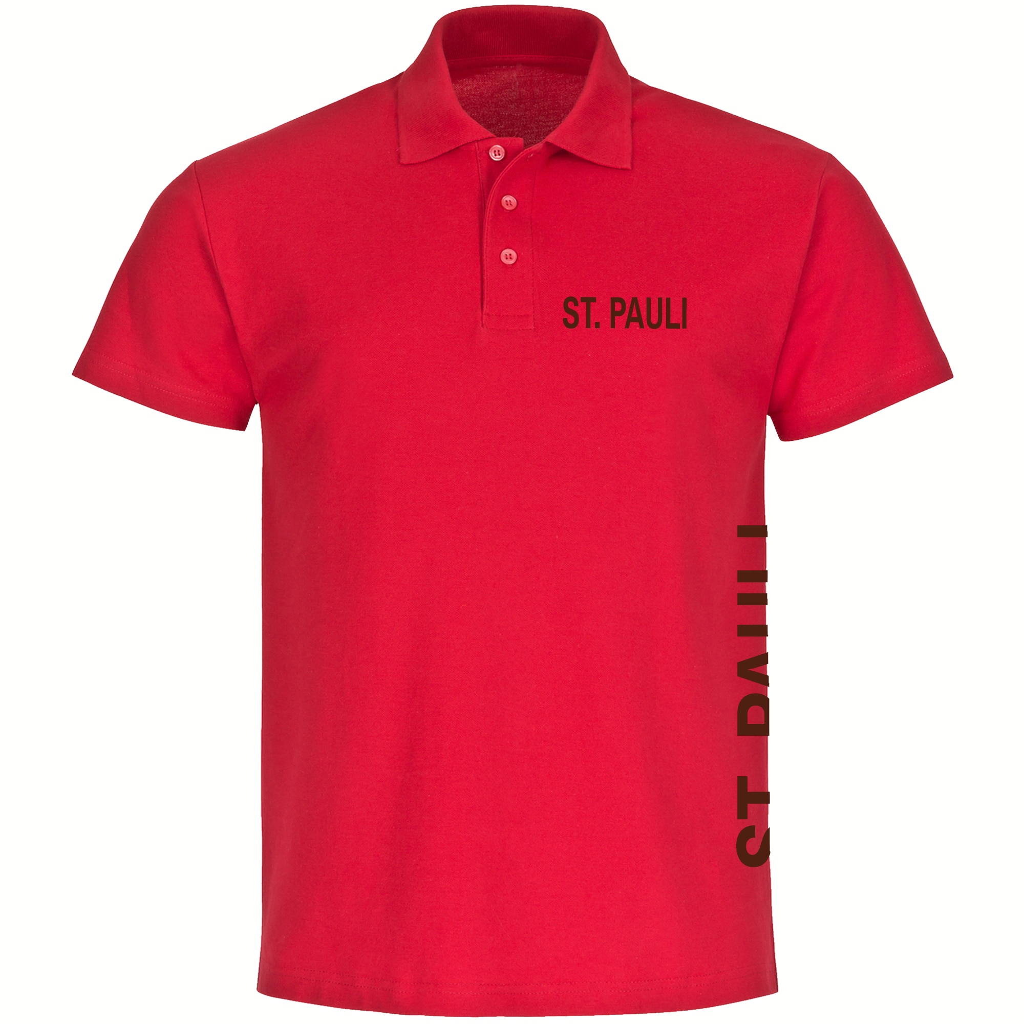 multifanshop Poloshirt - St. Pauli - Brust & Seite - Druck braun - Polo - Bild 1