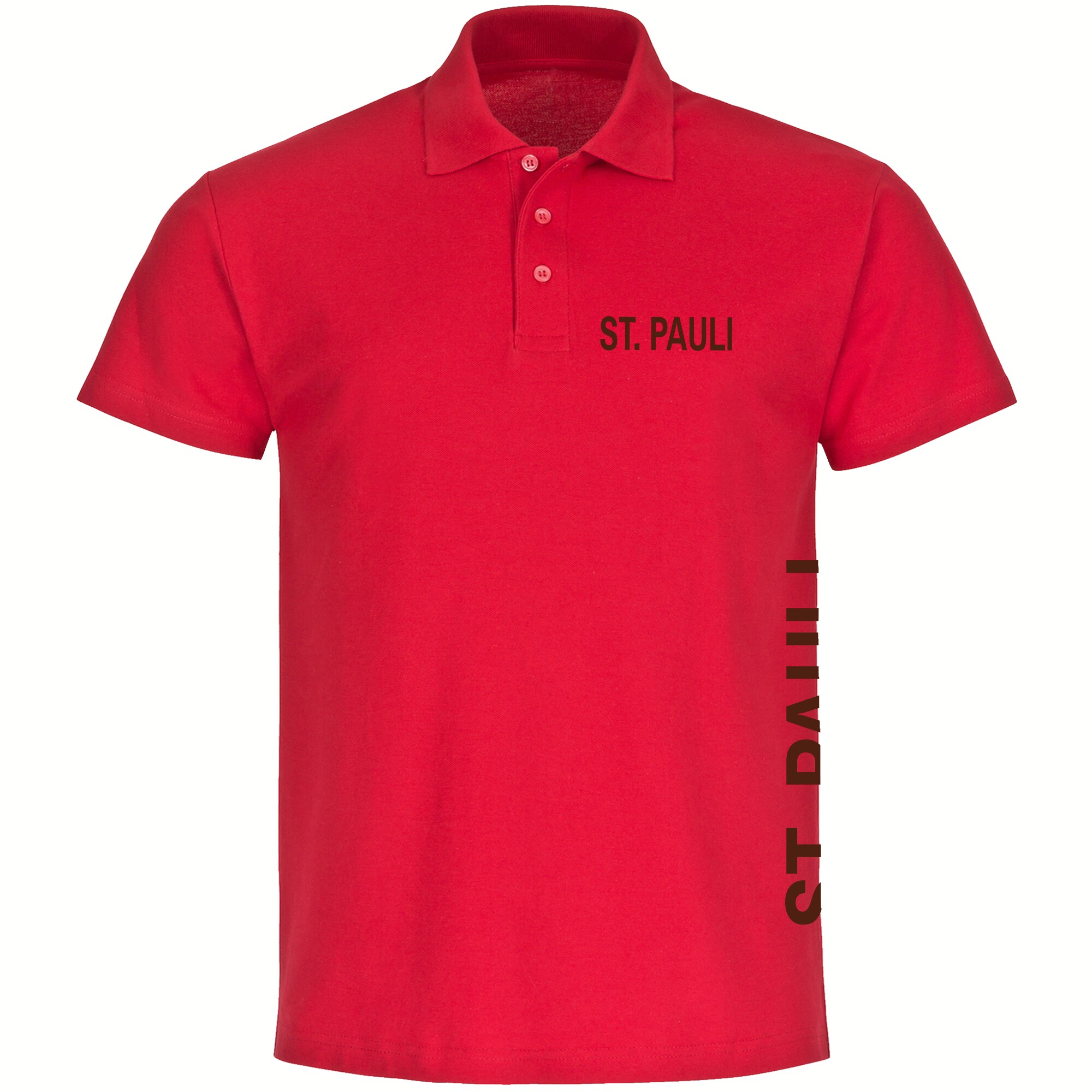 multifanshop Poloshirt - St. Pauli - Brust & Seite - Druck braun - Polo - Bild 1