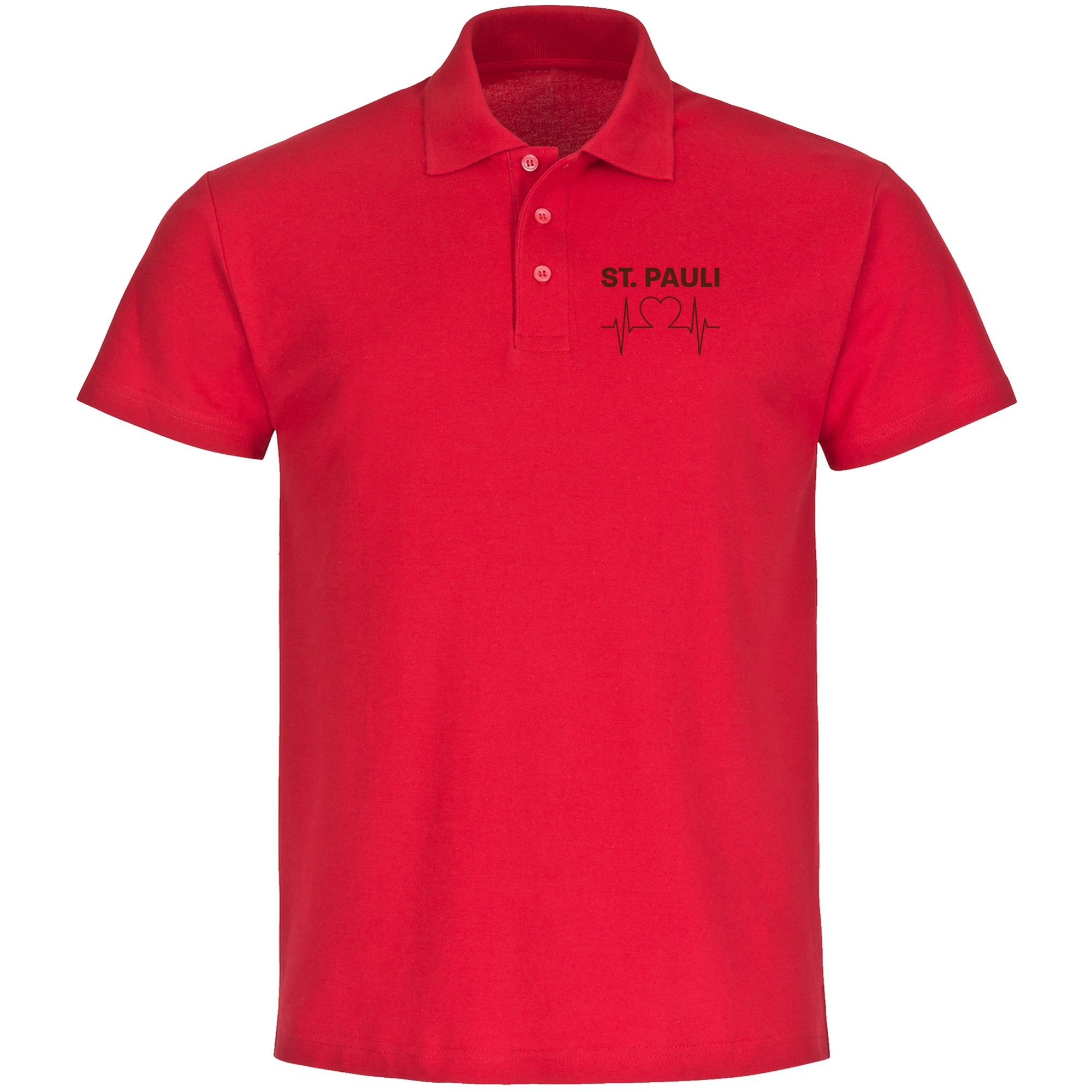 multifanshop Poloshirt - St. Pauli - Herzschlag - Druck braun - Polo - Bild 1