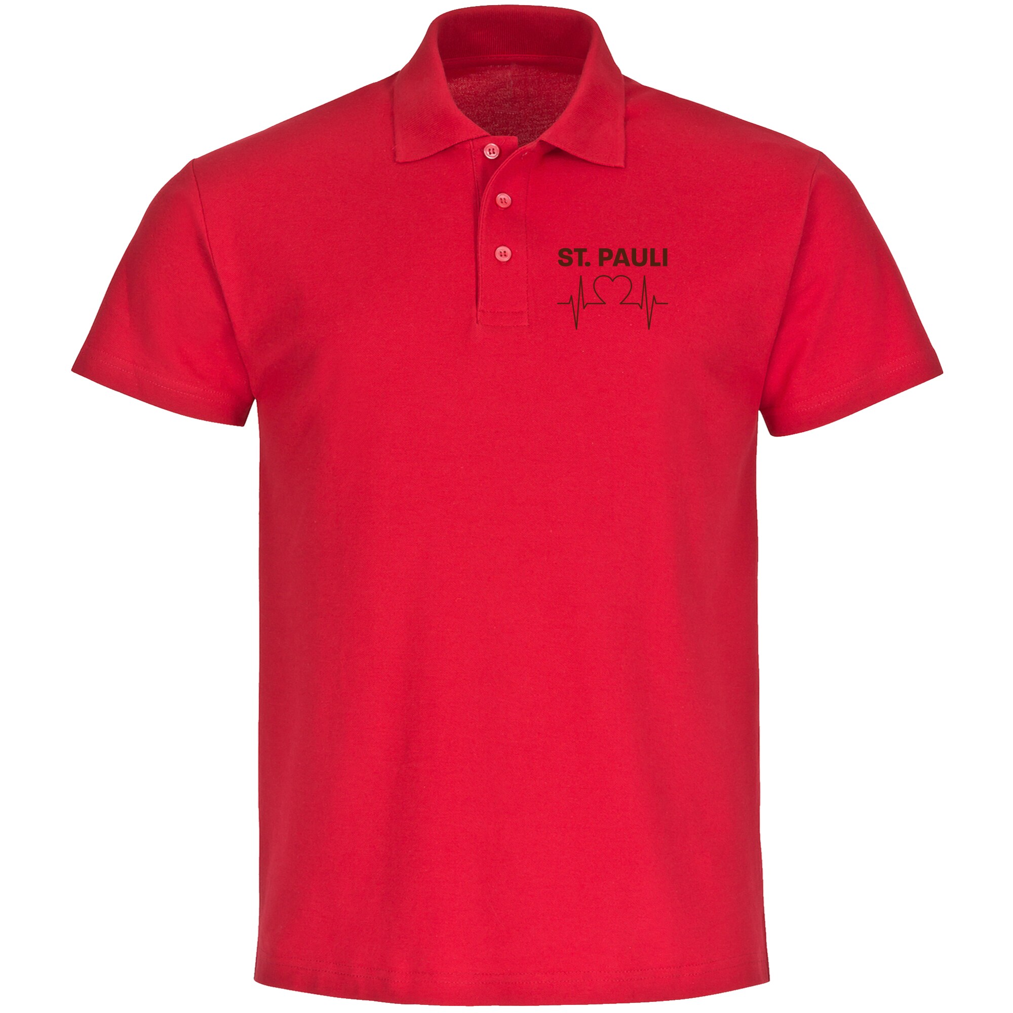 multifanshop Poloshirt - St. Pauli - Herzschlag - Druck braun - Polo - Bild 1