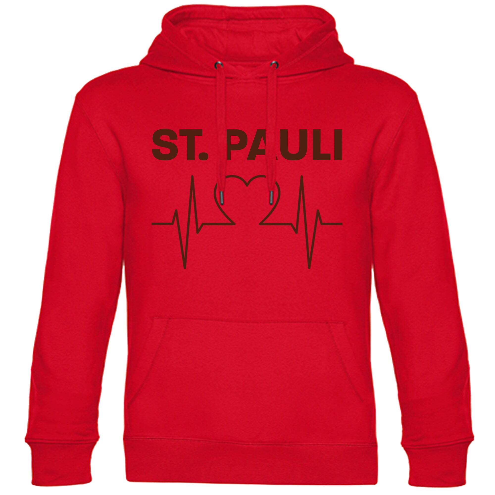 multifanshop Kapuzen Sweatshirt - St. Pauli - Herzschlag - Druck braun - Hoodie - Bild 1