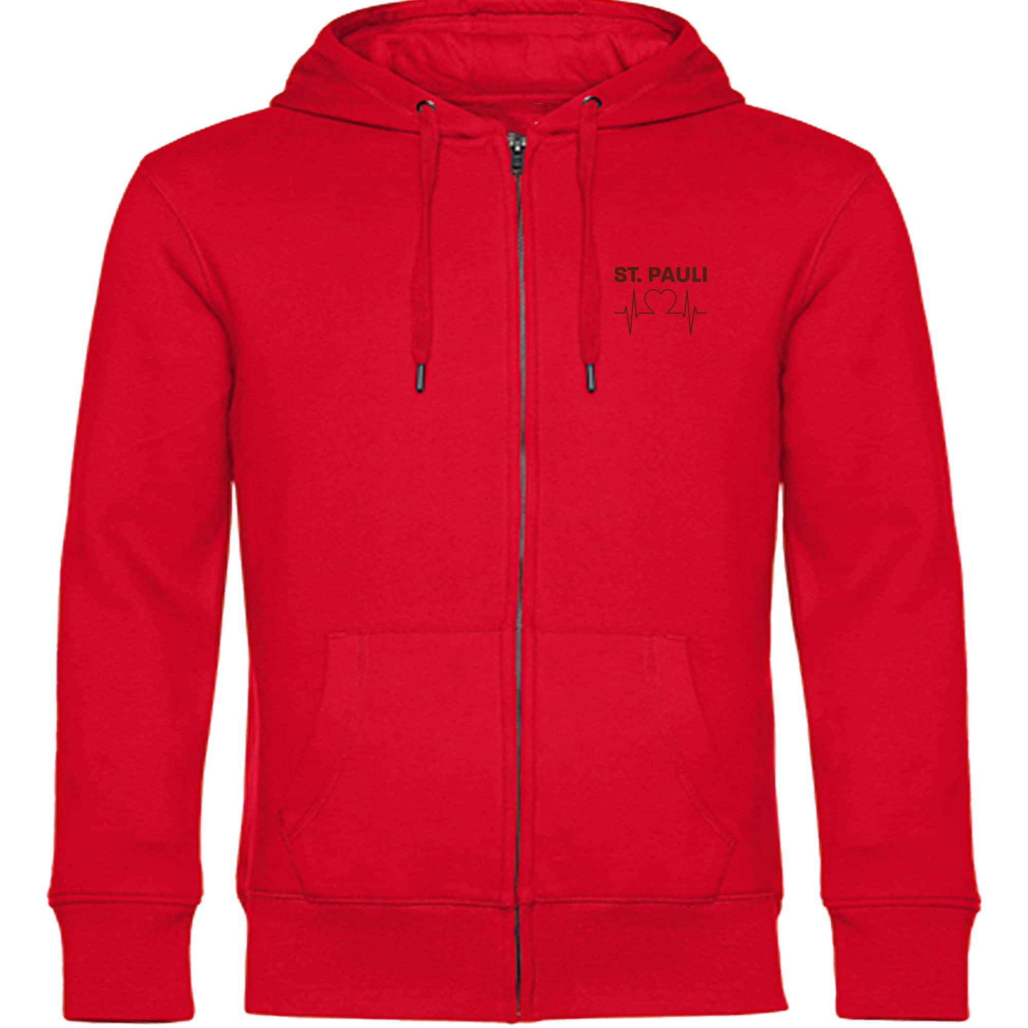 multifanshop Kapuzen Sweatshirt Jacke - St. Pauli - Herzschlag - Druck braun - Sweat - Bild 1