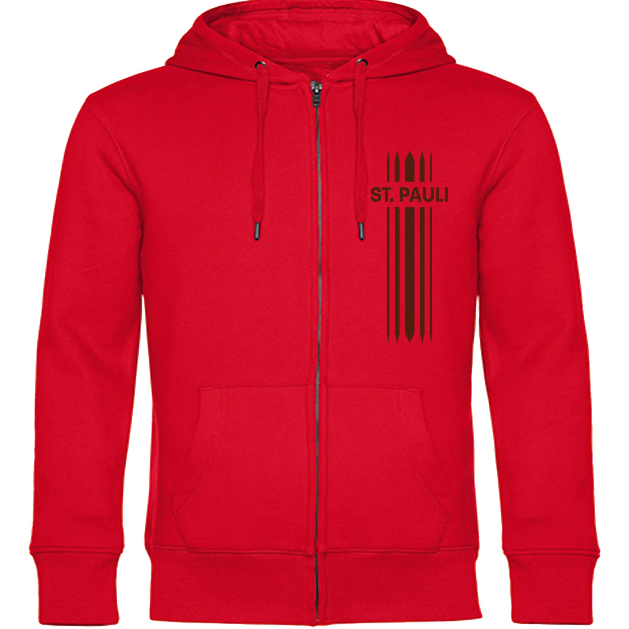 multifanshop Kapuzen Sweatshirt Jacke - St. Pauli - Streifen - Druck braun - Sweat - Bild 1