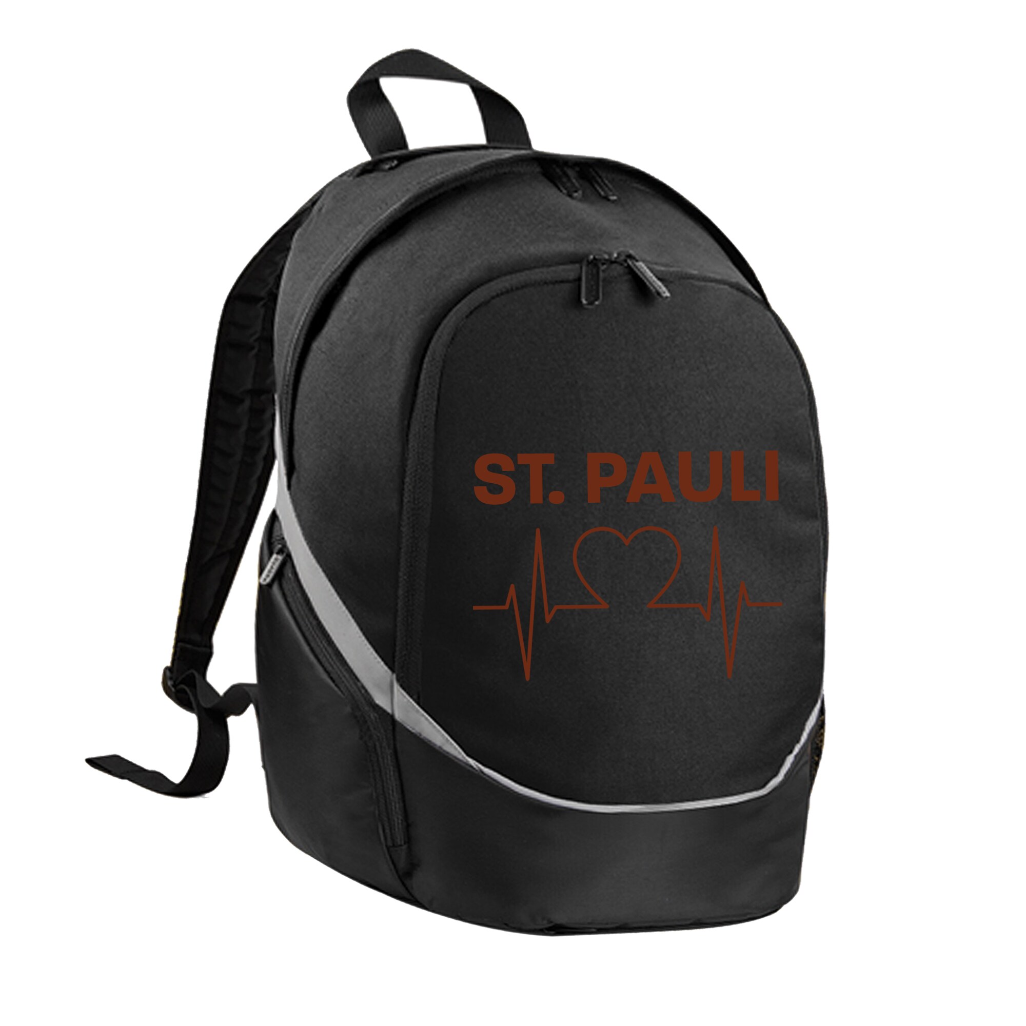 multifanshop Rucksack - St. Pauli - Herzschlag - Druck braun - Tasche - Bild 1