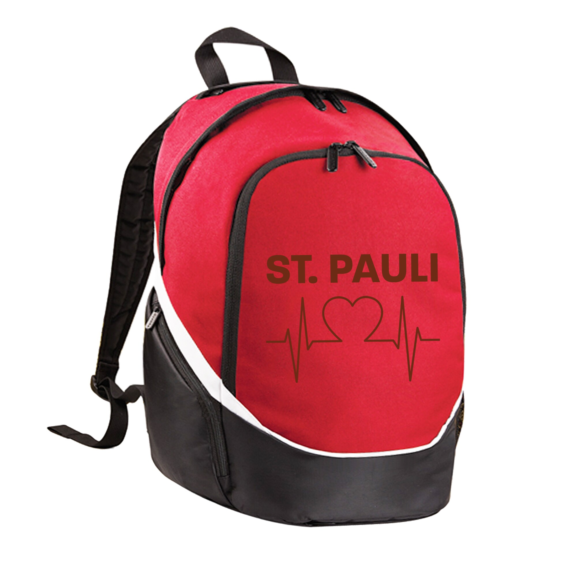 multifanshop Rucksack - St. Pauli - Herzschlag - Druck braun - Tasche - Bild 1