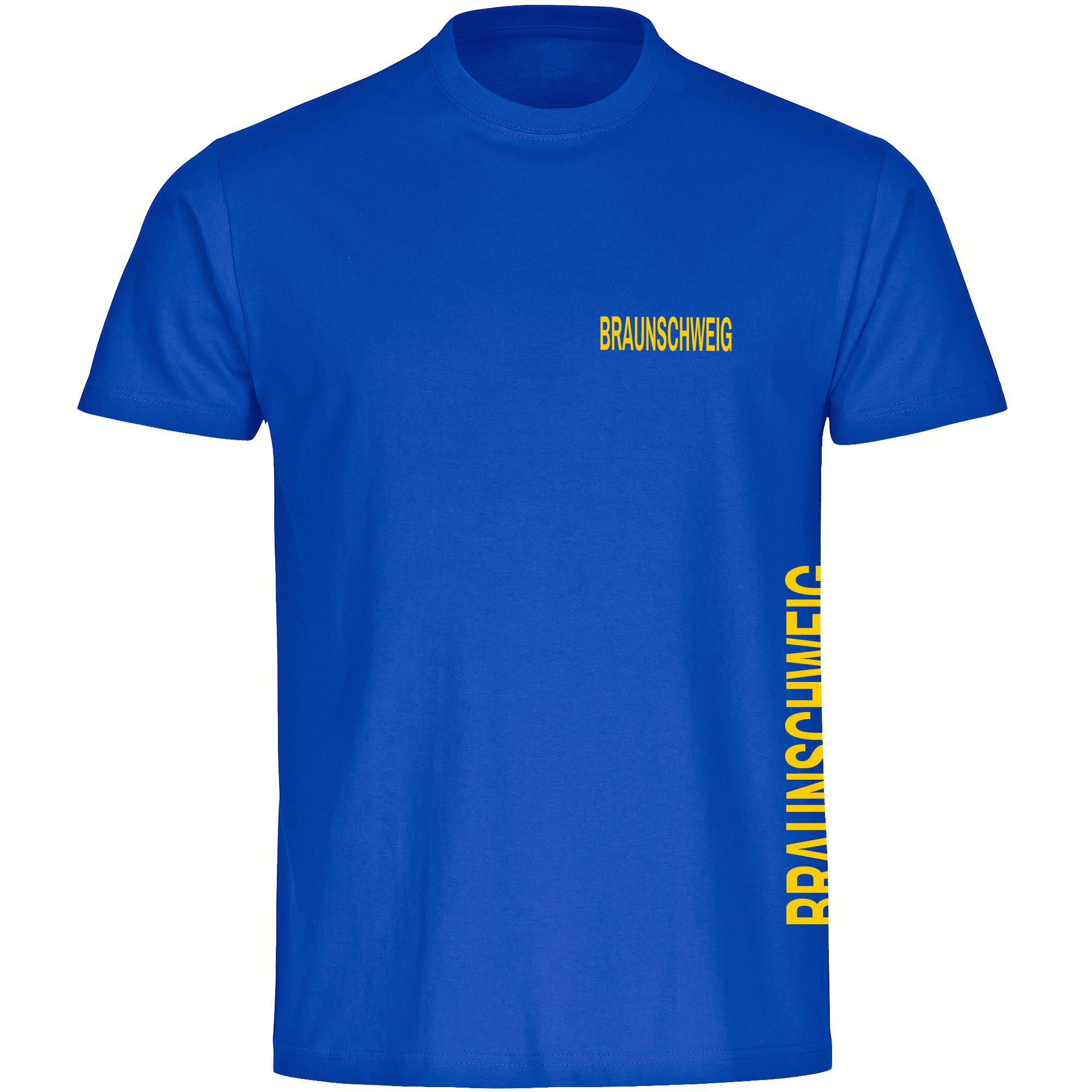 multifanshop Herren T-Shirt - Braunschweig - Brust & Seite - Druck gelb - M&auml;nner - Bild 1