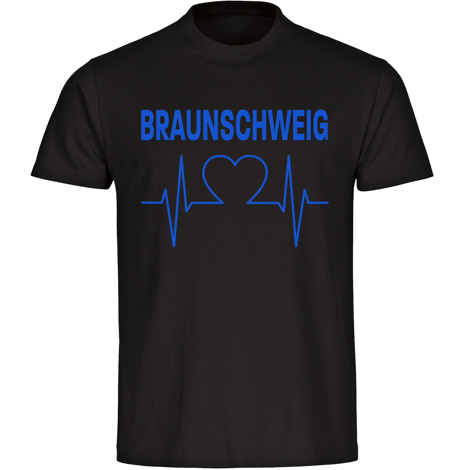 multifanshop Herren T-Shirt - Braunschweig - Herzschlag - Druck blau - M&auml;nner - Bild 1