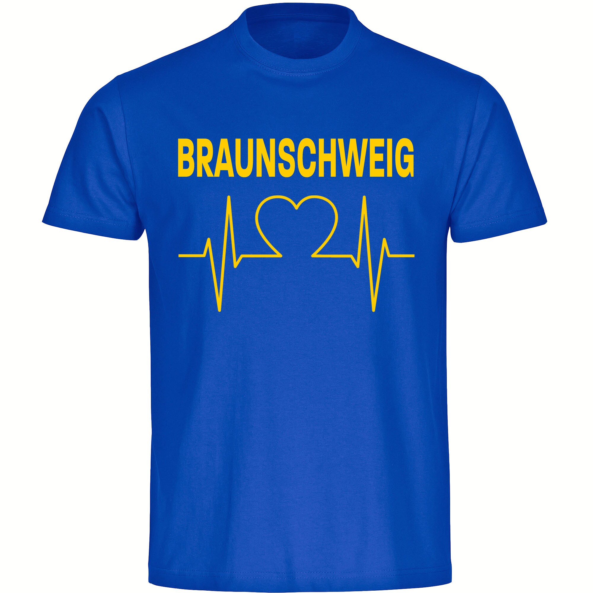 multifanshop Herren T-Shirt - Braunschweig - Herzschlag - Druck gelb - M&auml;nner - Bild 1