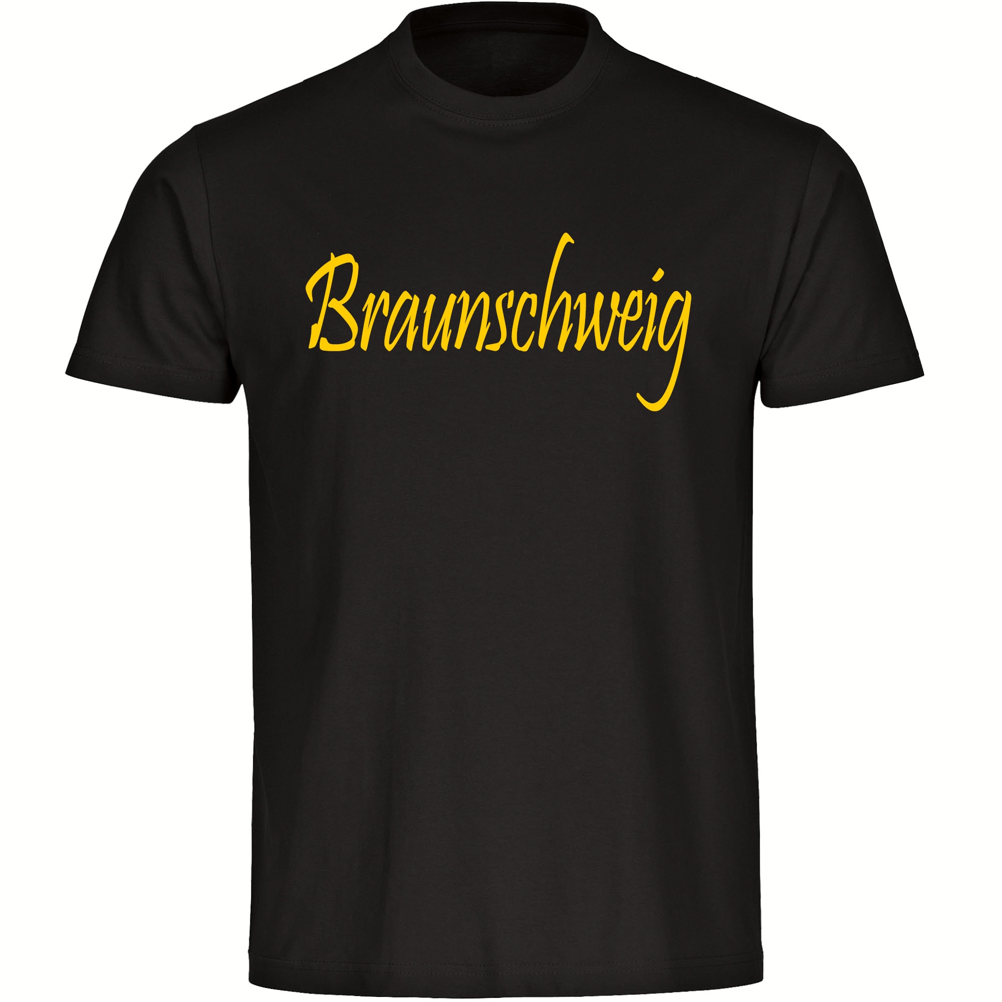 multifanshop Herren T-Shirt - Braunschweig - Schriftzug - Druck gelb - M&auml;nner - Bild 1