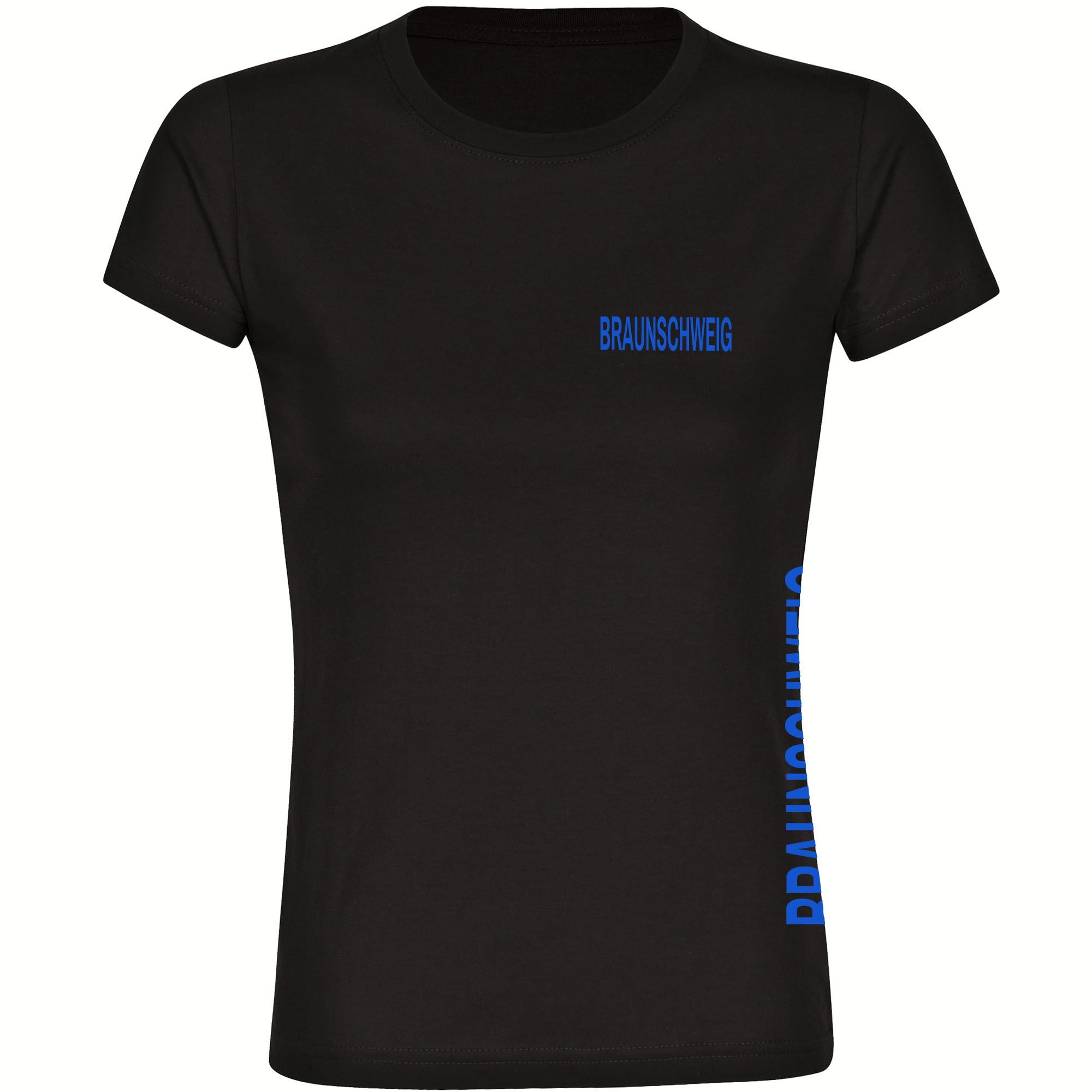 multifanshop Damen T-Shirt - Braunschweig - Brust & Seite - Druck blau - Frauen - Bild 1