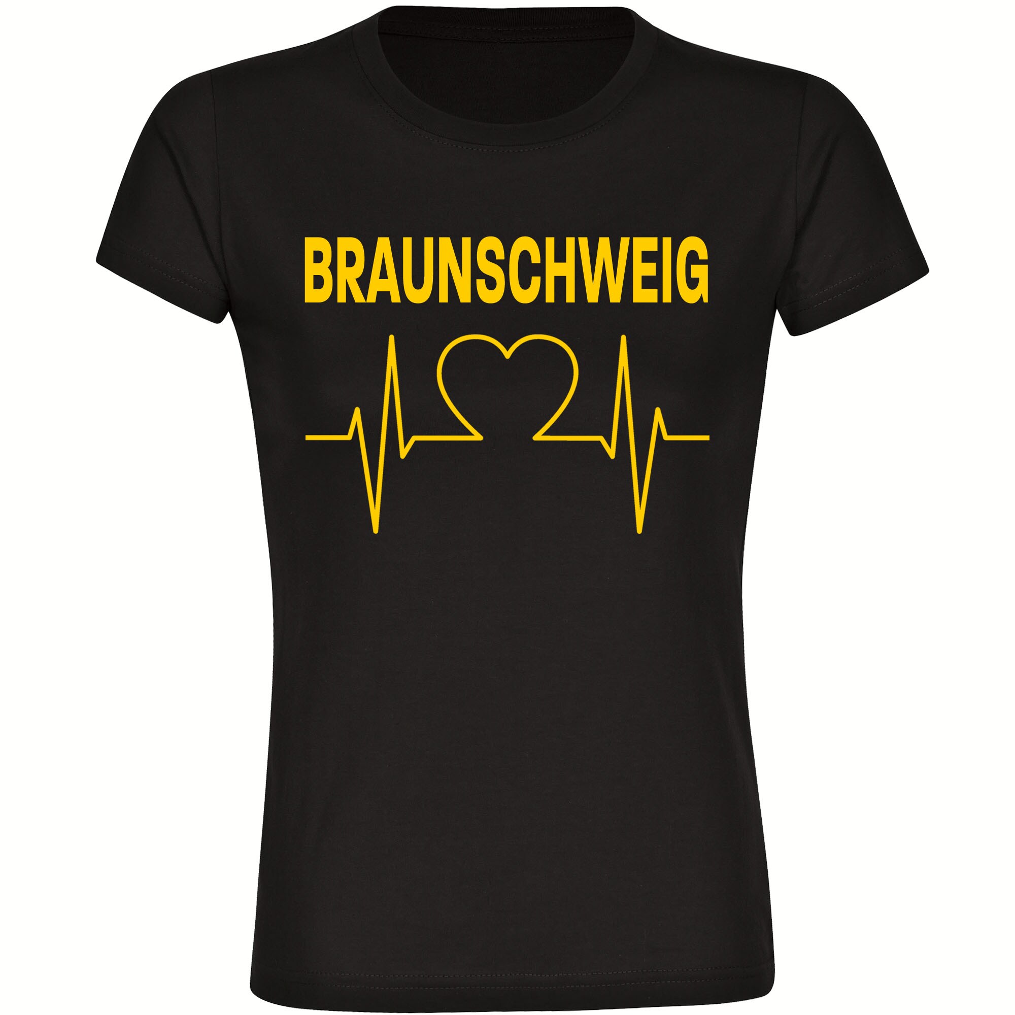 multifanshop Damen T-Shirt - Braunschweig - Herzschlag - Druck gelb - Frauen - Bild 1
