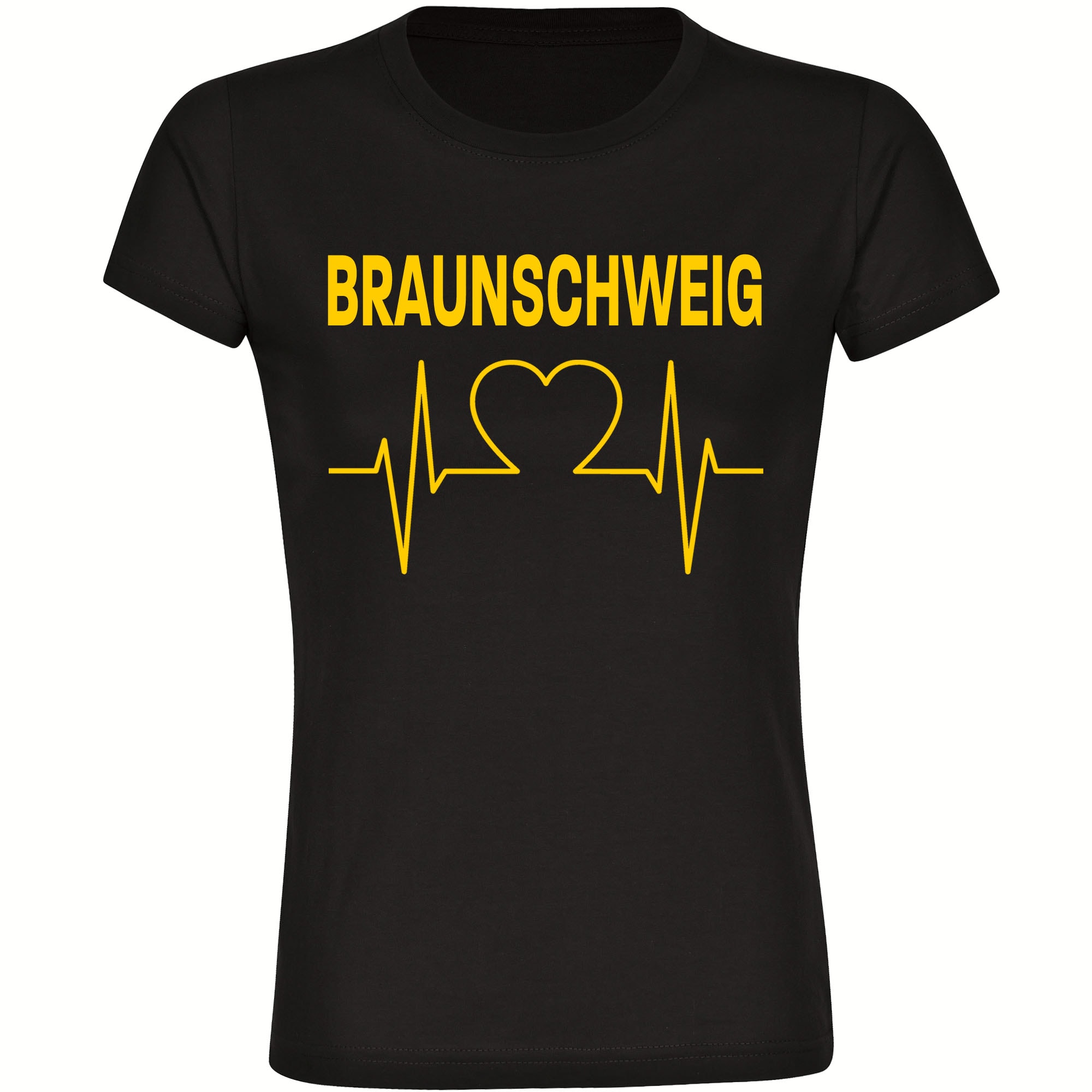 multifanshop Damen T-Shirt - Braunschweig - Herzschlag - Druck gelb - Frauen - Bild 1