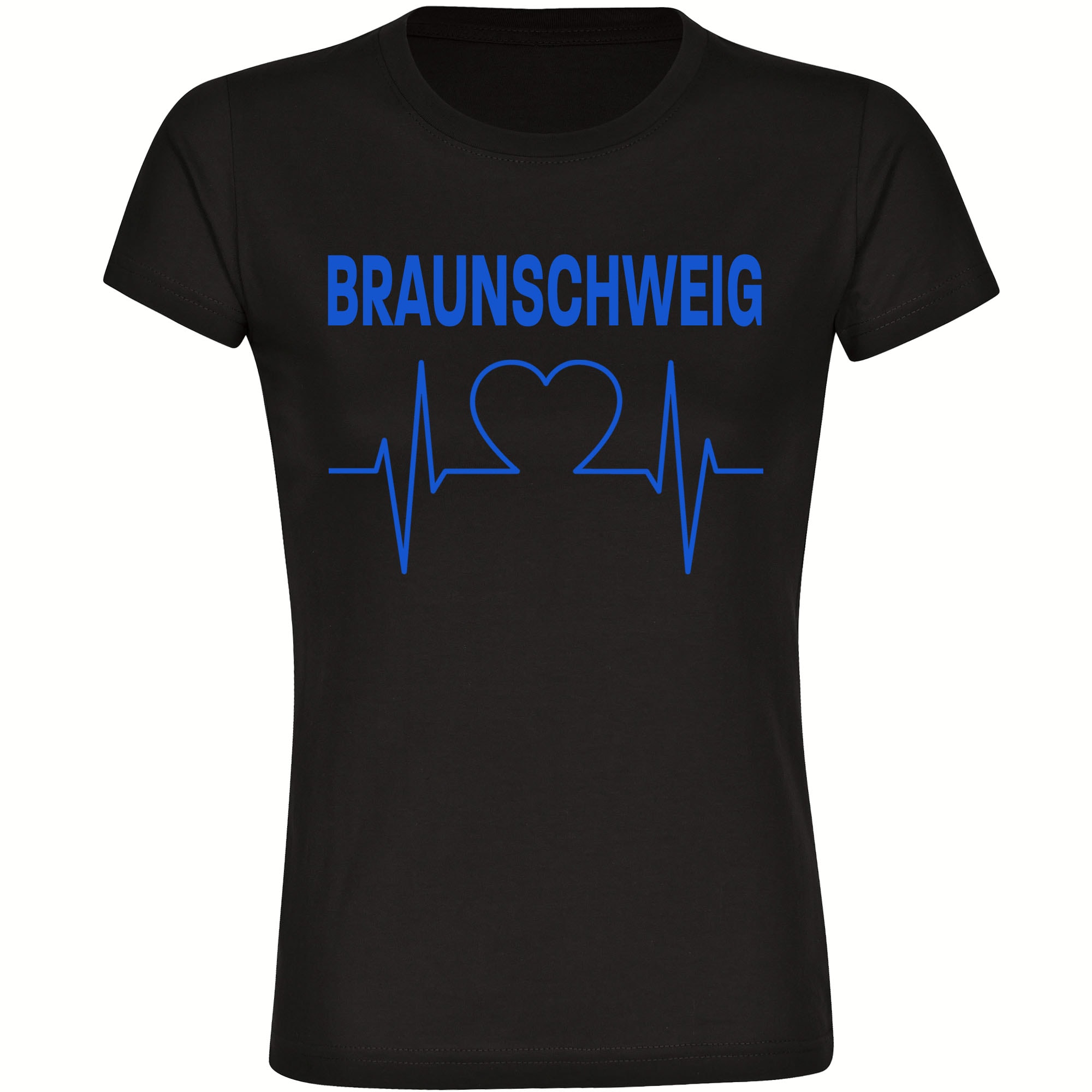 multifanshop Damen T-Shirt - Braunschweig - Herzschlag - Druck blau - Frauen - Bild 1