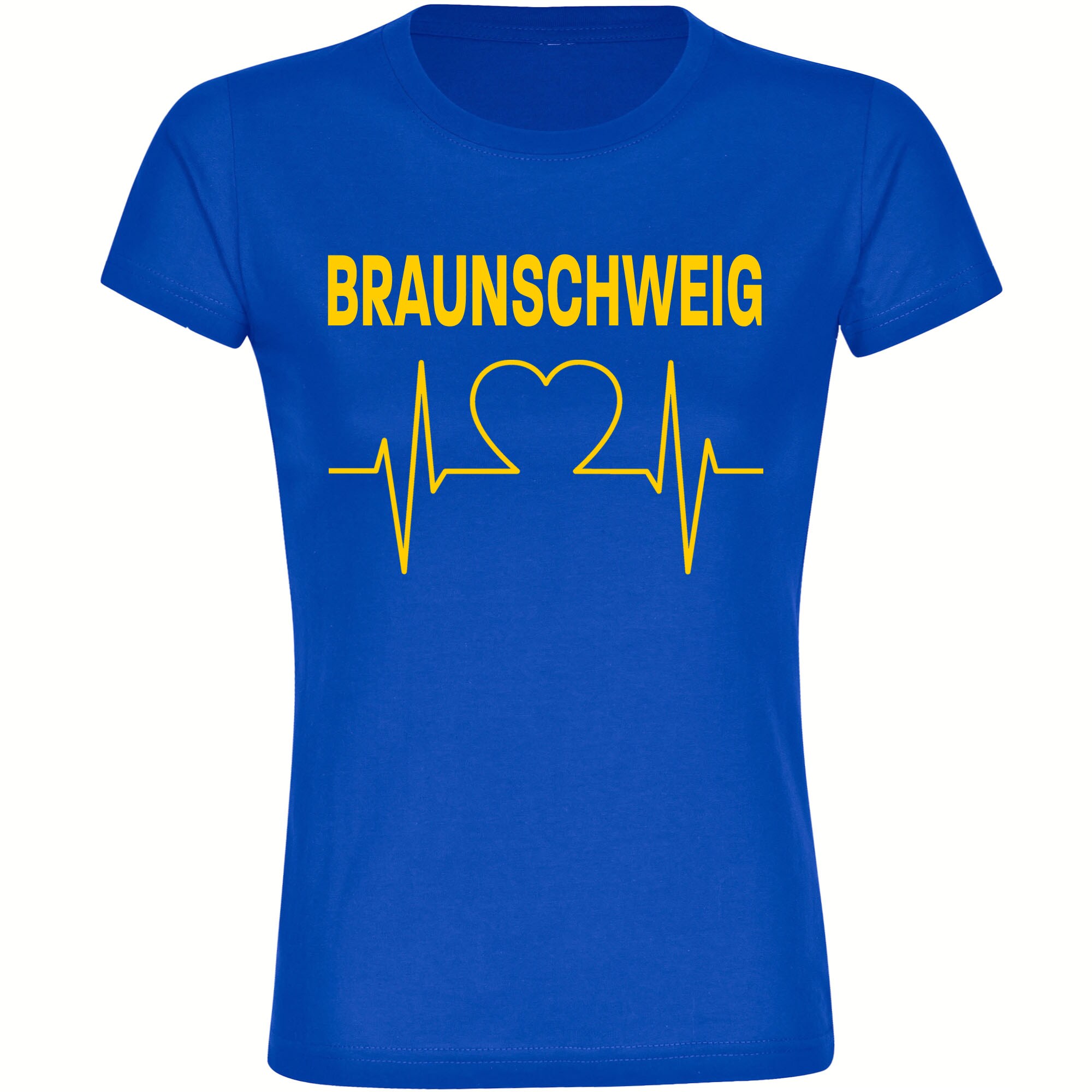 multifanshop Damen T-Shirt - Braunschweig - Herzschlag - Druck gelb - Frauen - Bild 1