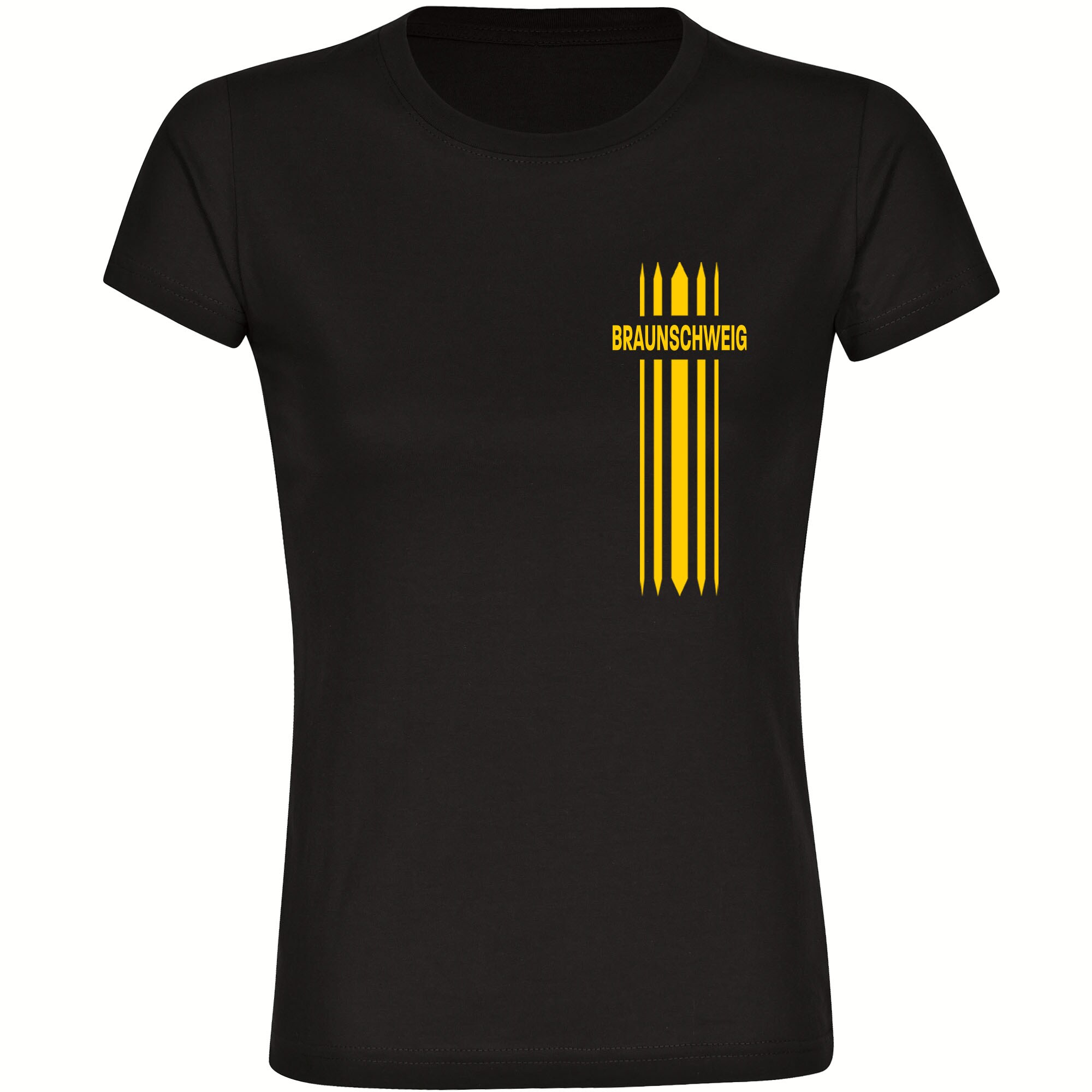 multifanshop Damen T-Shirt - Braunschweig - Streifen - Druck gelb - Frauen - Bild 1