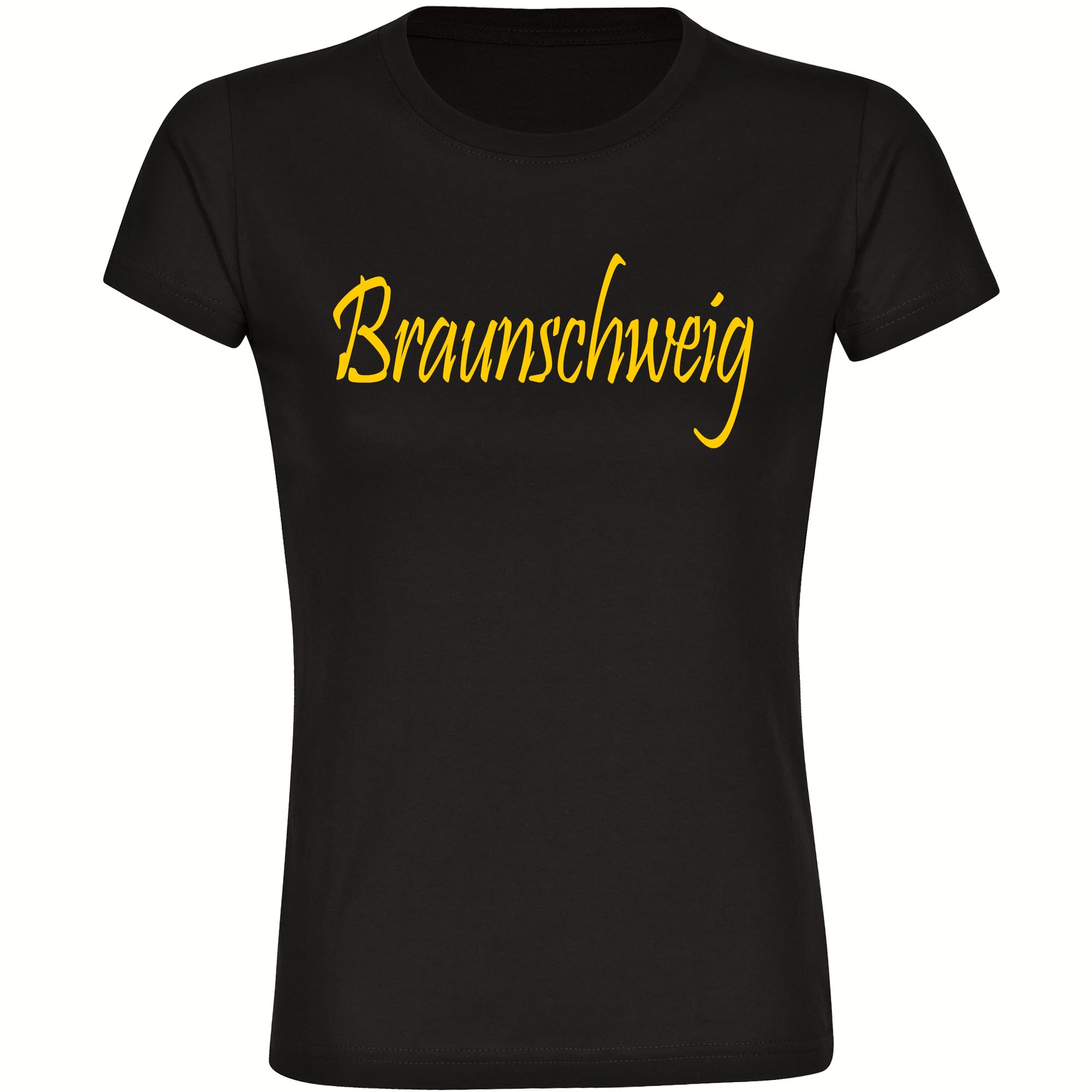 multifanshop Damen T-Shirt - Braunschweig - Schriftzug - Druck gelb - Frauen - Bild 1