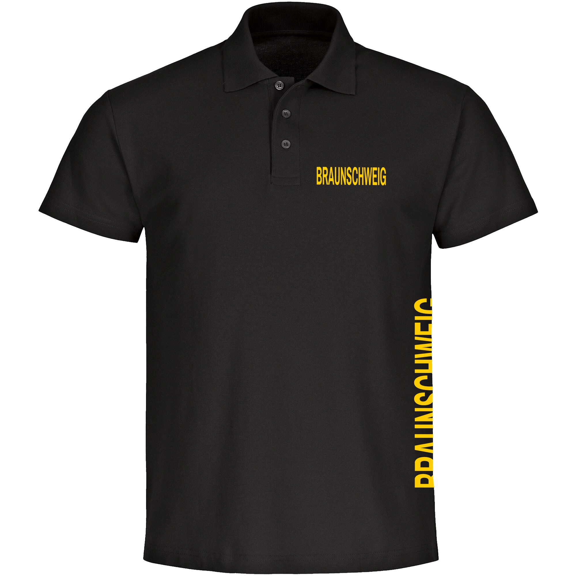 multifanshop Poloshirt - Braunschweig - Brust & Seite - Druck gelb - Polo - Bild 1