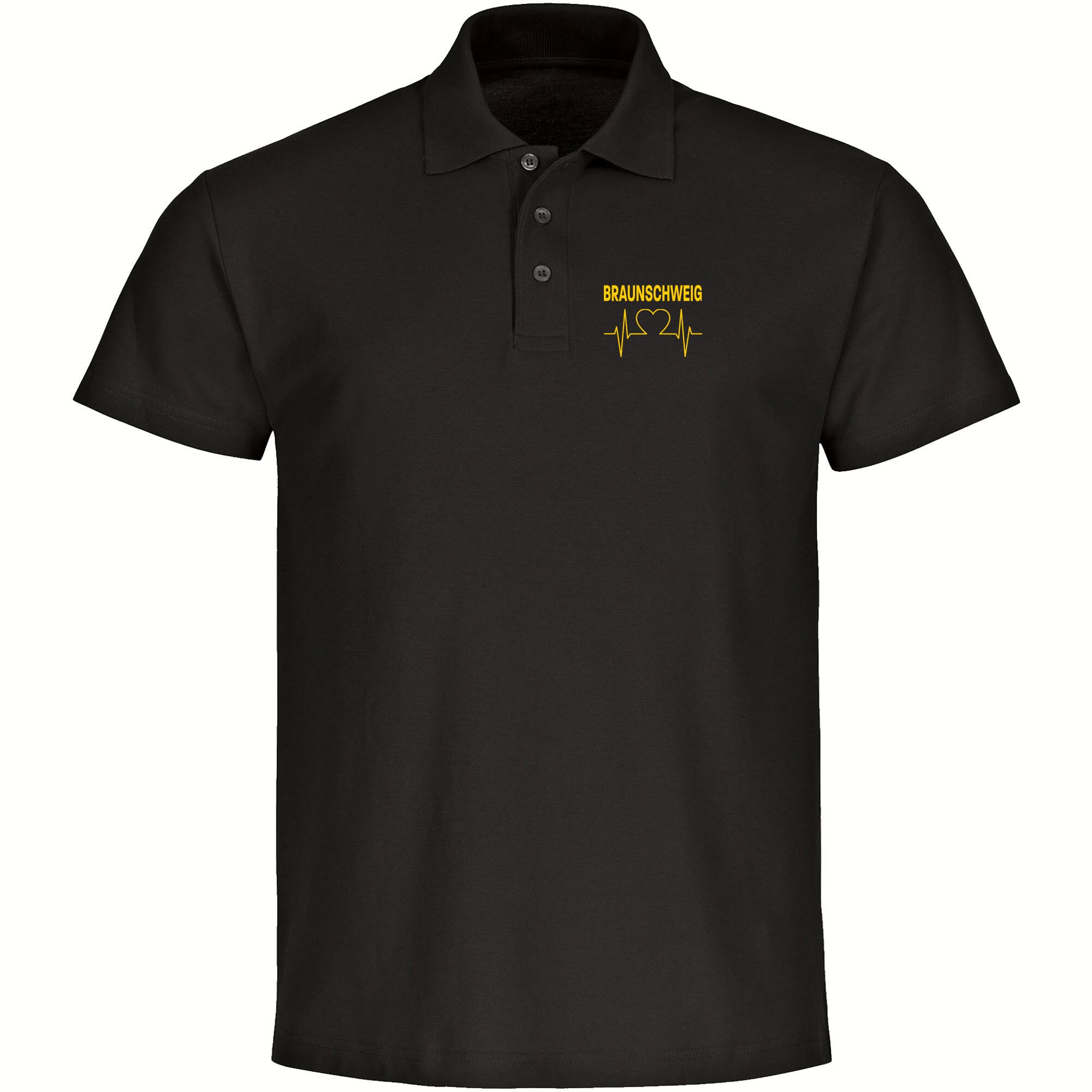 multifanshop Poloshirt - Braunschweig - Herzschlag - Druck gelb - Polo - Bild 1