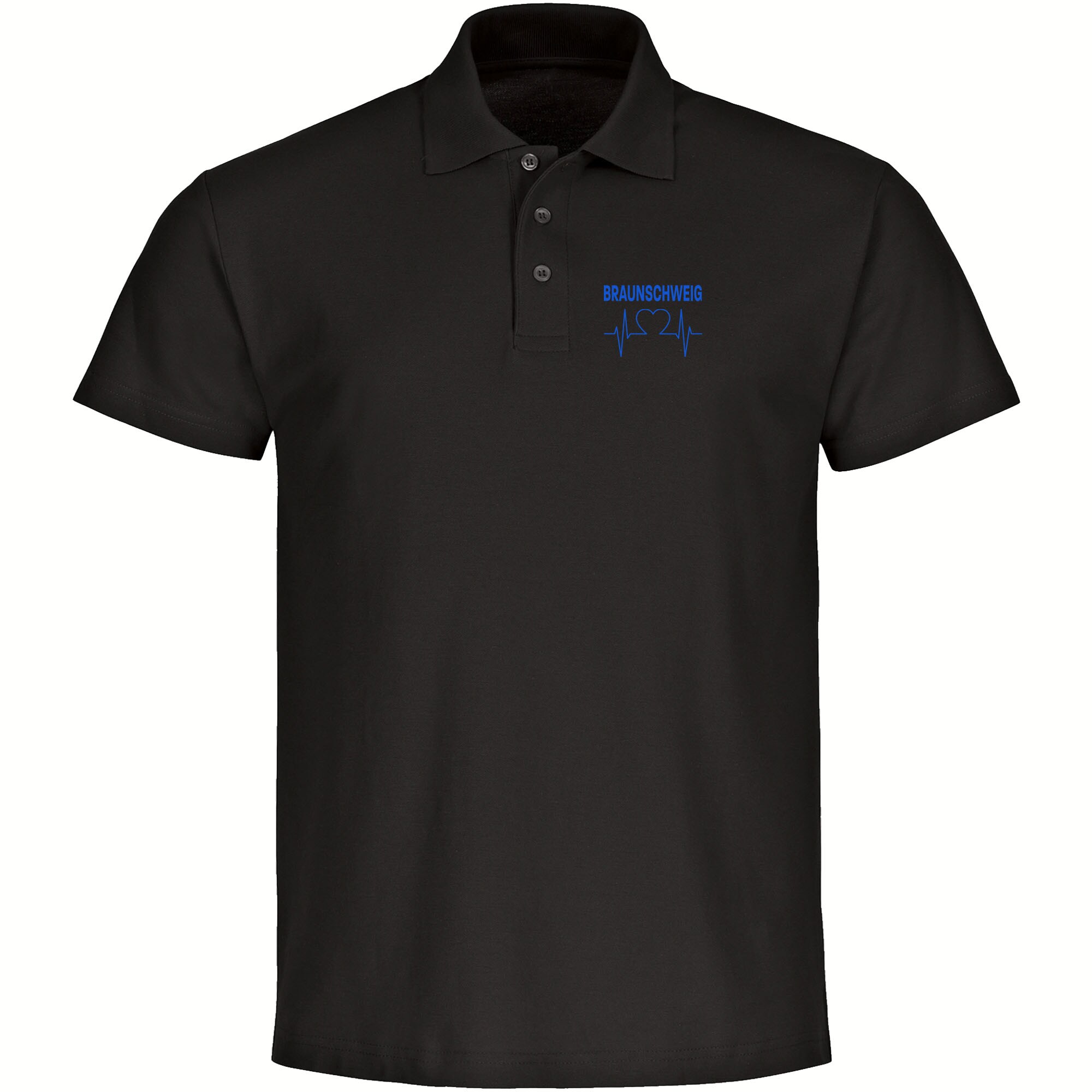 multifanshop Poloshirt - Braunschweig - Herzschlag - Druck blau - Polo - Bild 1