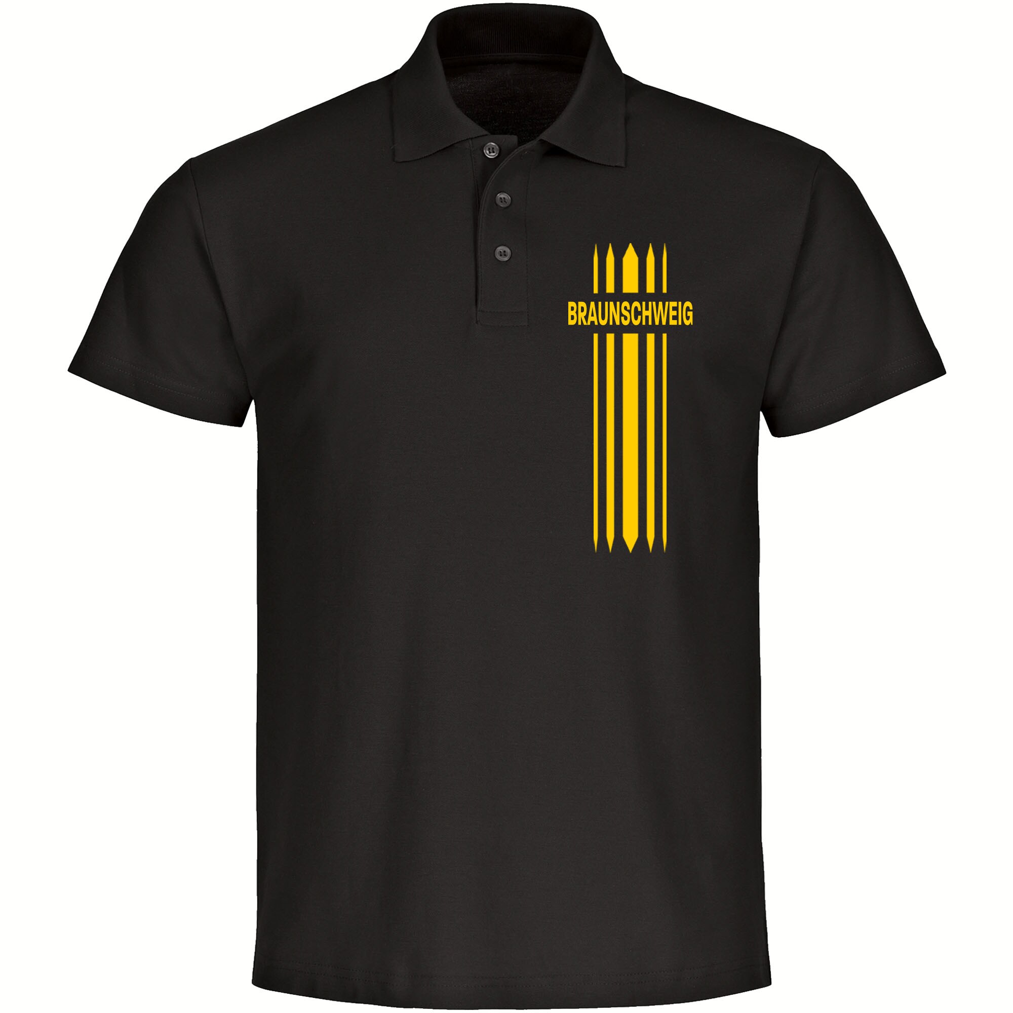 multifanshop Poloshirt - Braunschweig - Streifen - Druck gelb - Polo - Bild 1