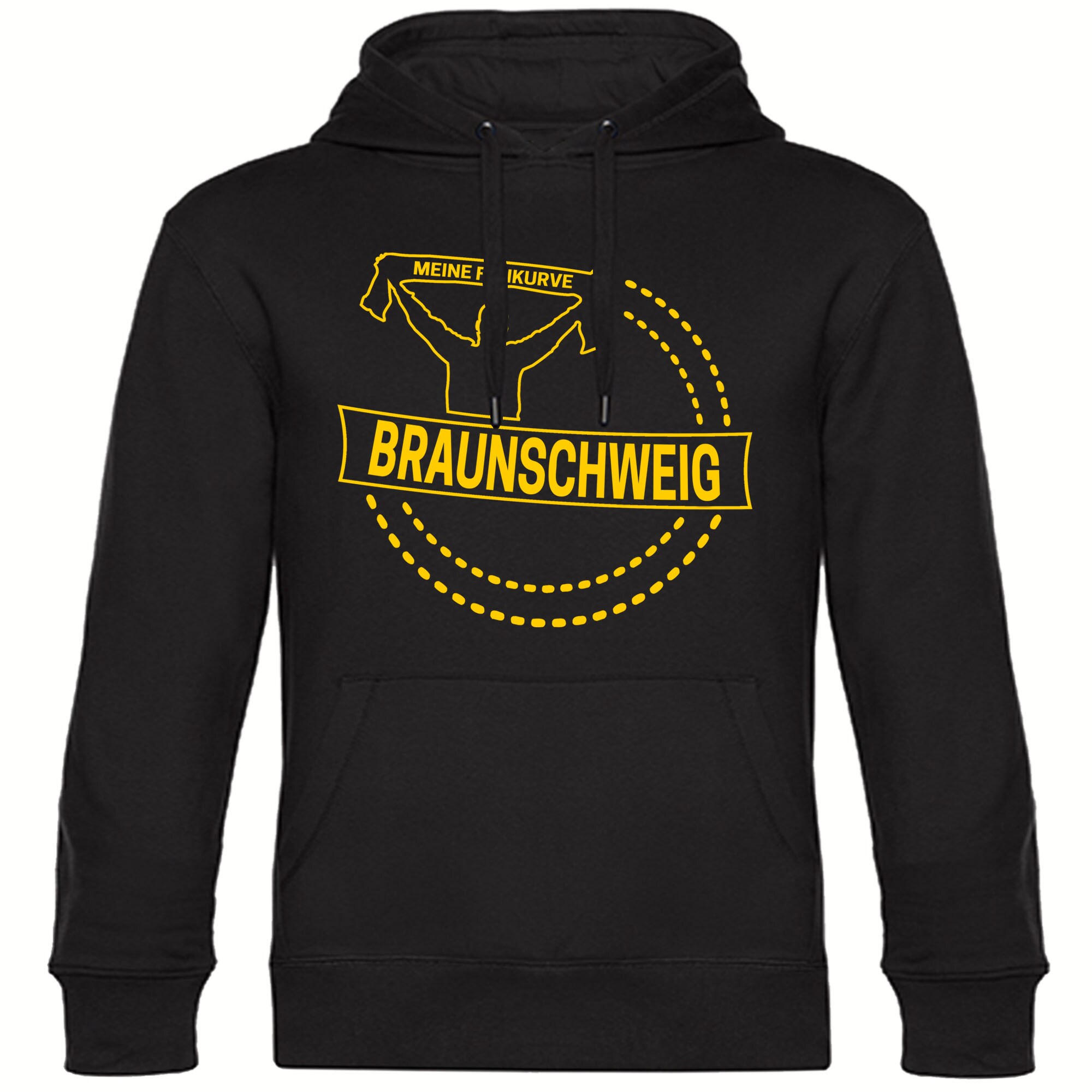 multifanshop Kapuzen Sweatshirt - Braunschweig - Meine Fankurve - Druck gelb - Hoodie - Bild 1