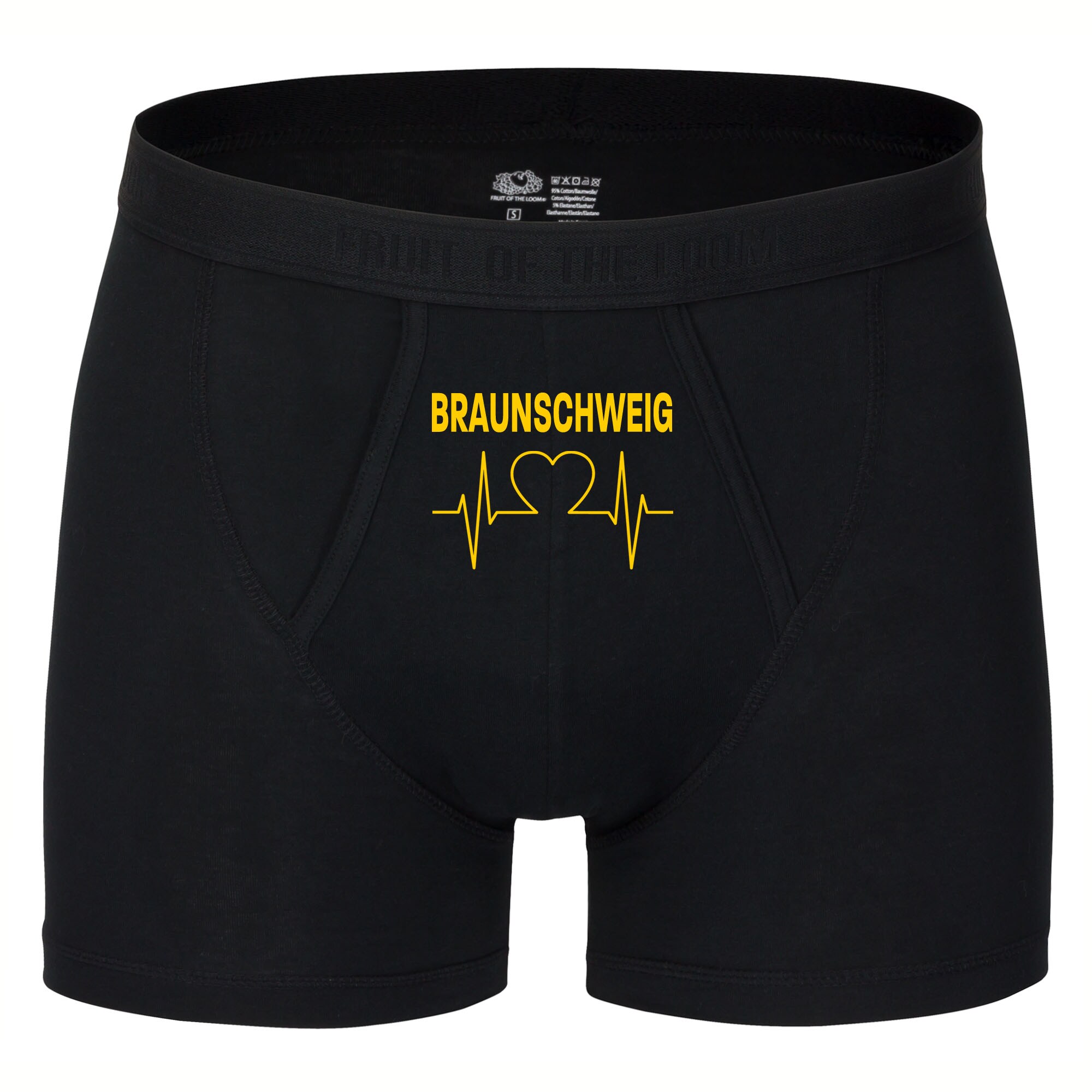 multifanshop Herren Boxer Short - Braunschweig - Herzschlag - Druck gelb - Unterw&auml;sche - Bild 1