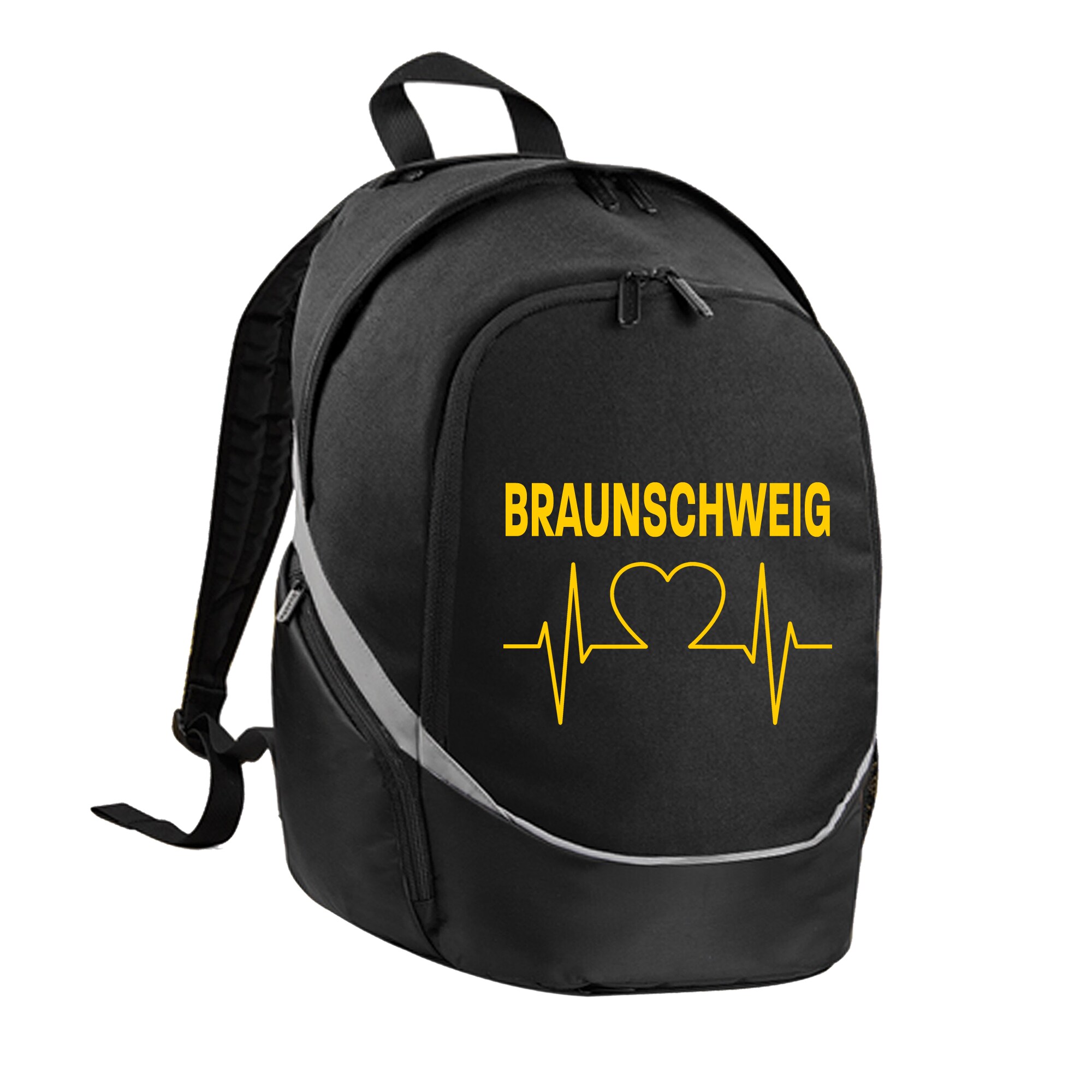 multifanshop Rucksack - Braunschweig - Herzschlag - Druck gelb - Tasche - Bild 1