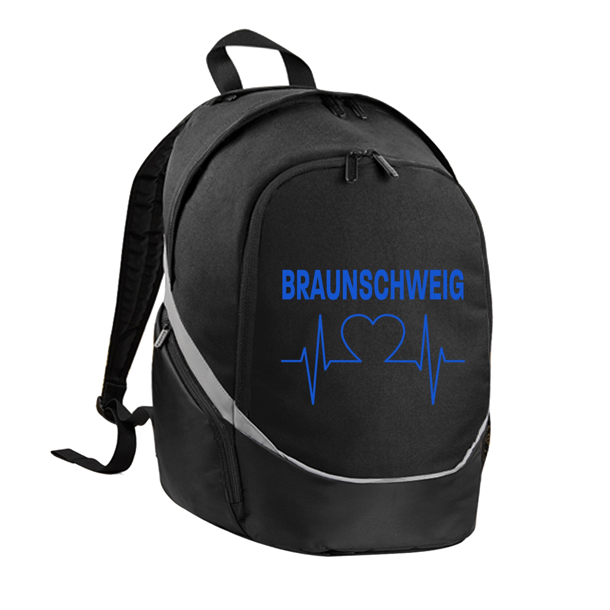 multifanshop Rucksack - Braunschweig - Herzschlag - Druck blau - Tasche - Bild 1