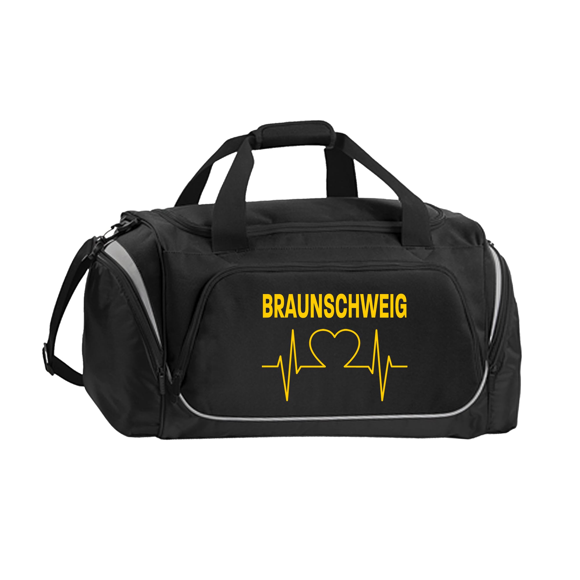 multifanshop Sporttasche - Braunschweig - Herzschlag - Druck gelb - Tasche - Bild 1