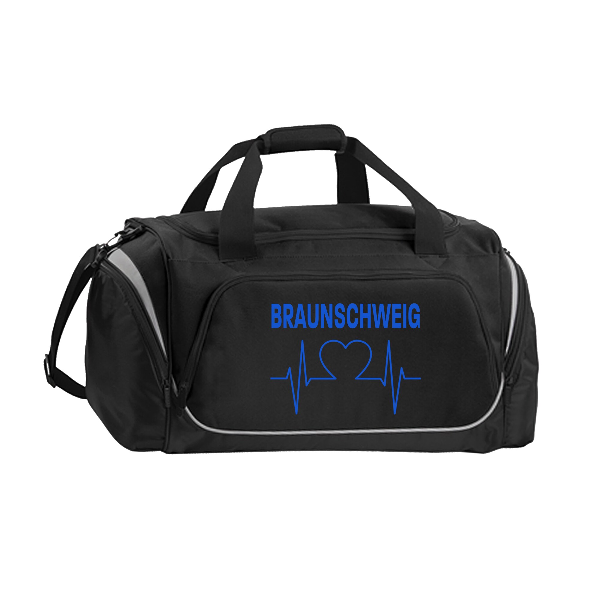 multifanshop Sporttasche - Braunschweig - Herzschlag - Druck blau - Tasche - Bild 1