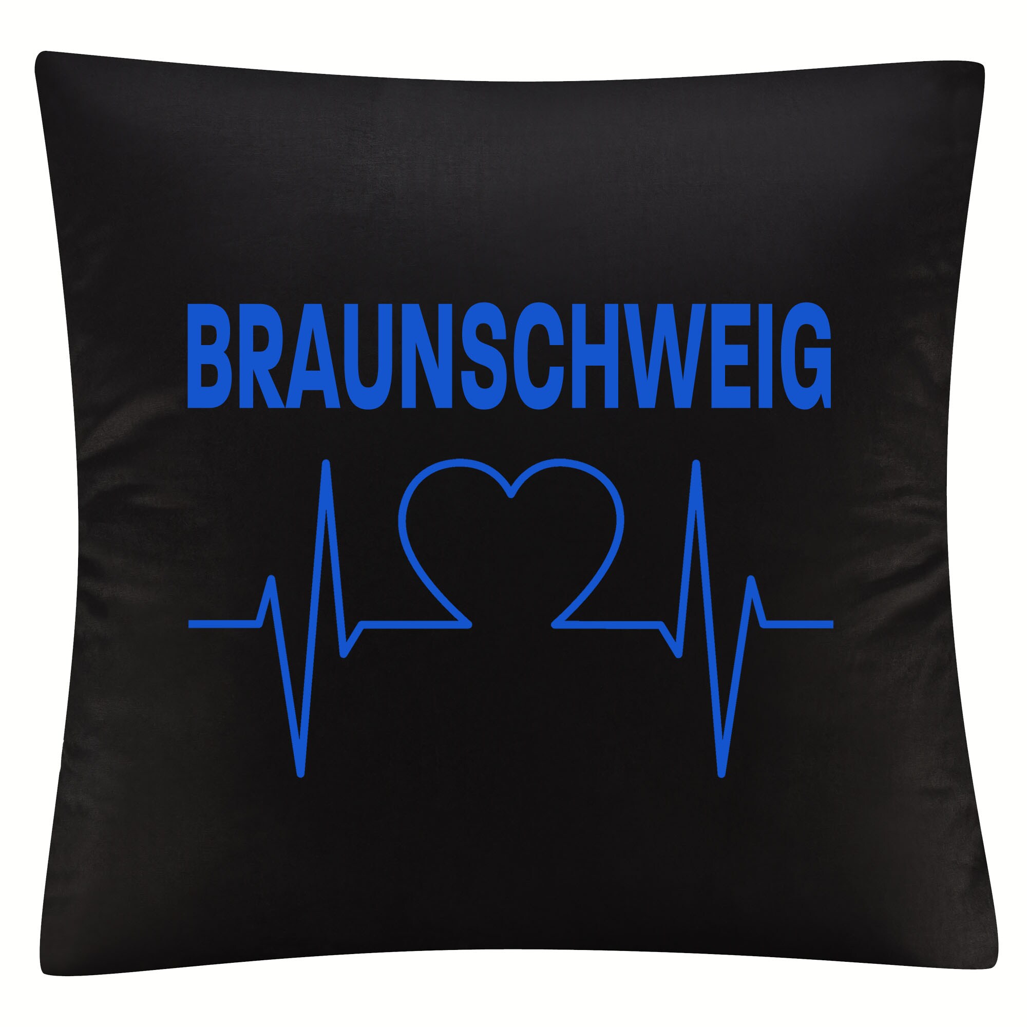 multifanshop Kissenbezug - Braunschweig - Herzschlag - Druck blau - Kissen - Bild 1