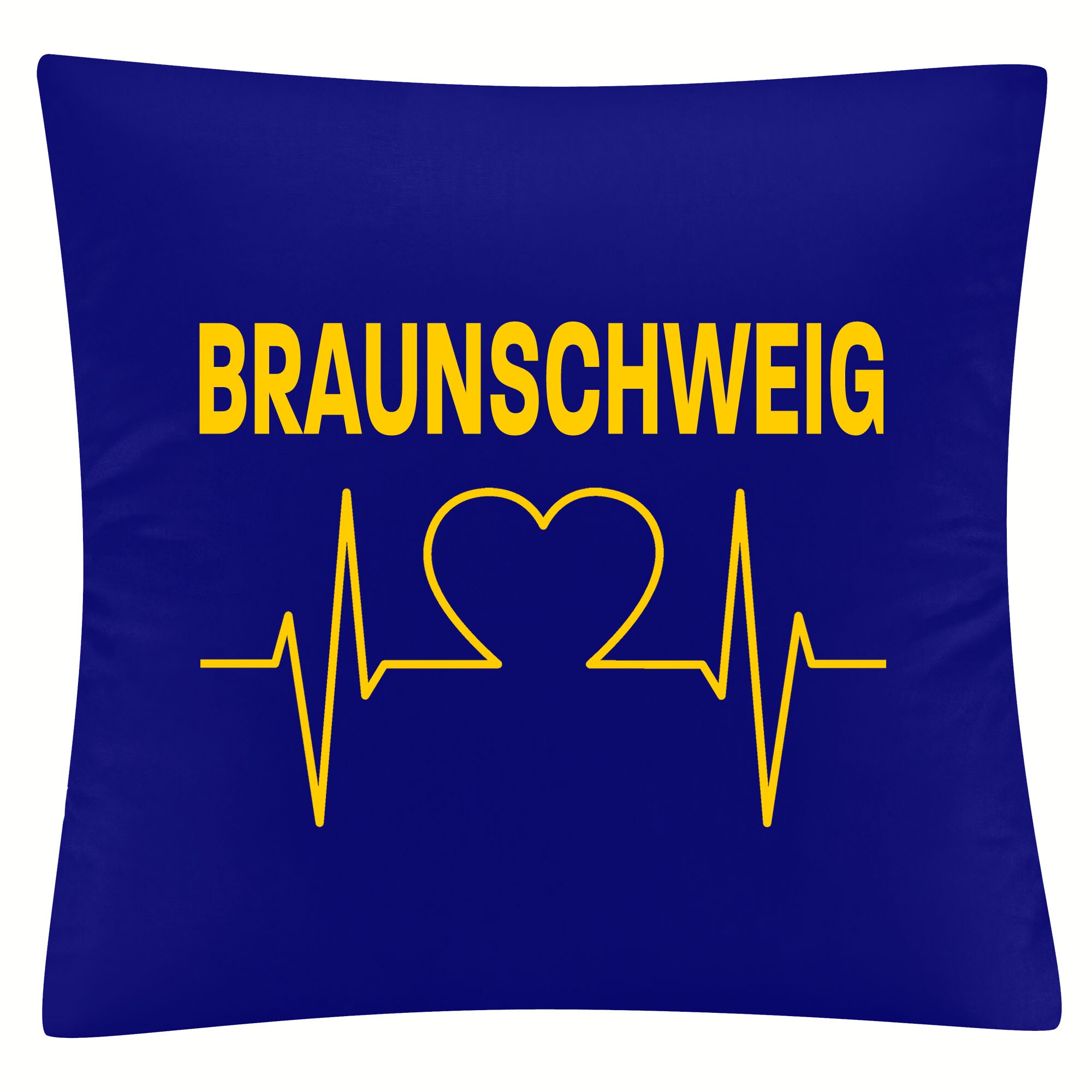 multifanshop Kissenbezug - Braunschweig - Herzschlag - Druck gelb - Kissen - Bild 1