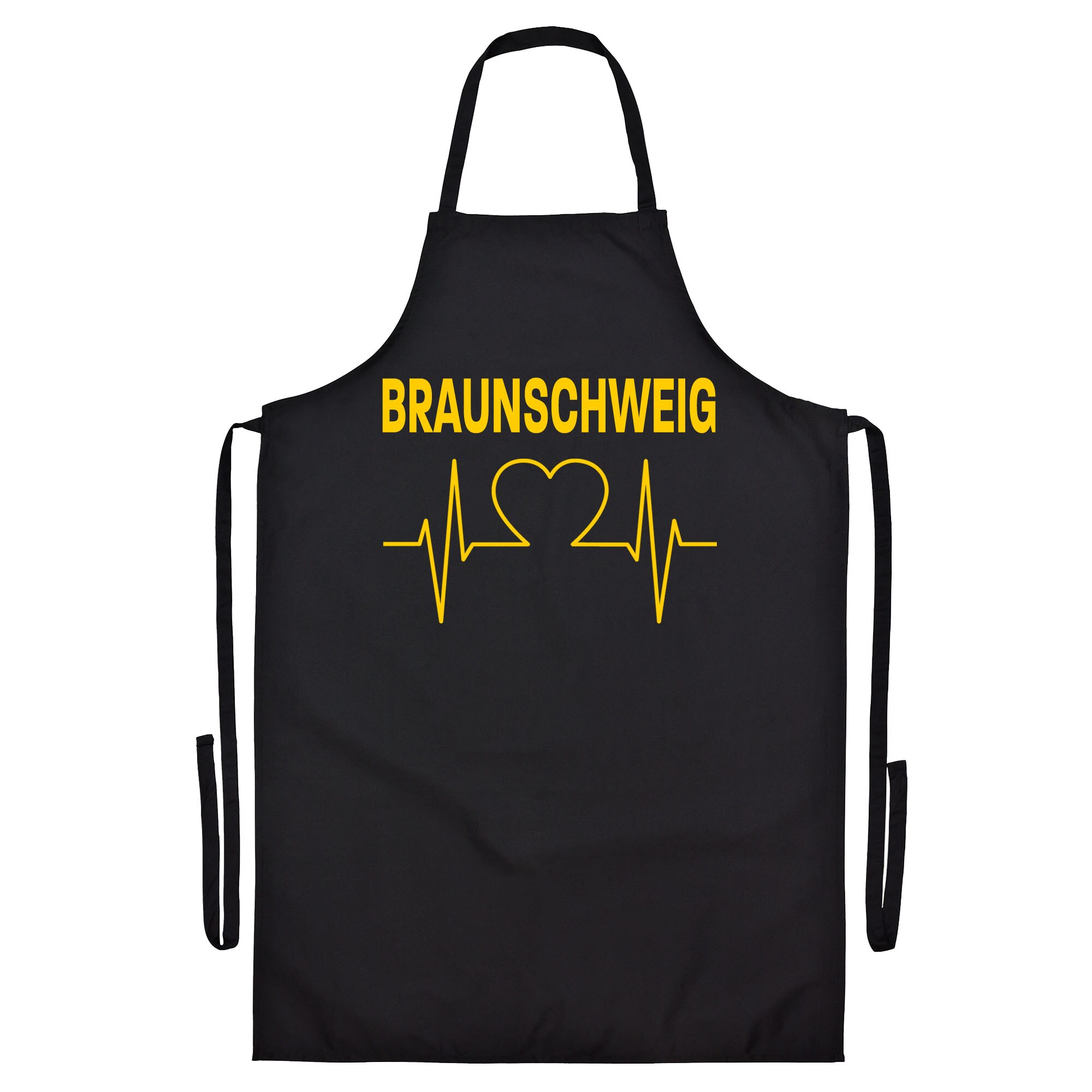 multifanshop Grillsch&uuml;rze - Braunschweig - Herzschlag - Druck gelb - Sch&uuml;rze - Bild 1