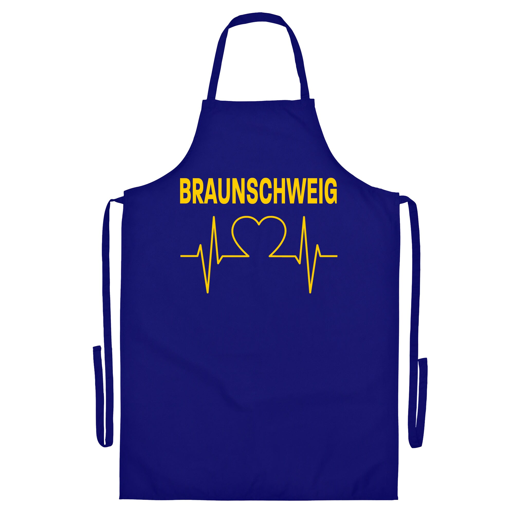 multifanshop Grillsch&uuml;rze - Braunschweig - Herzschlag - Druck gelb - Sch&uuml;rze - Bild 1
