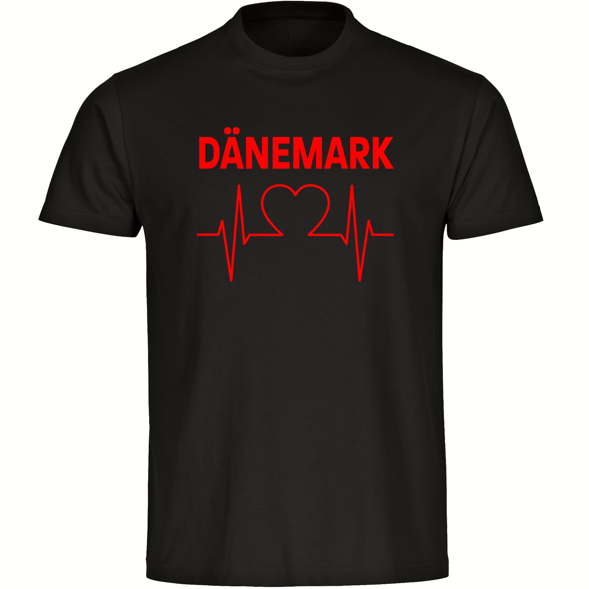 multifanshop Herren T-Shirt - D&auml;nemark - Herzschlag - Druck rot - M&auml;nner - Bild 1