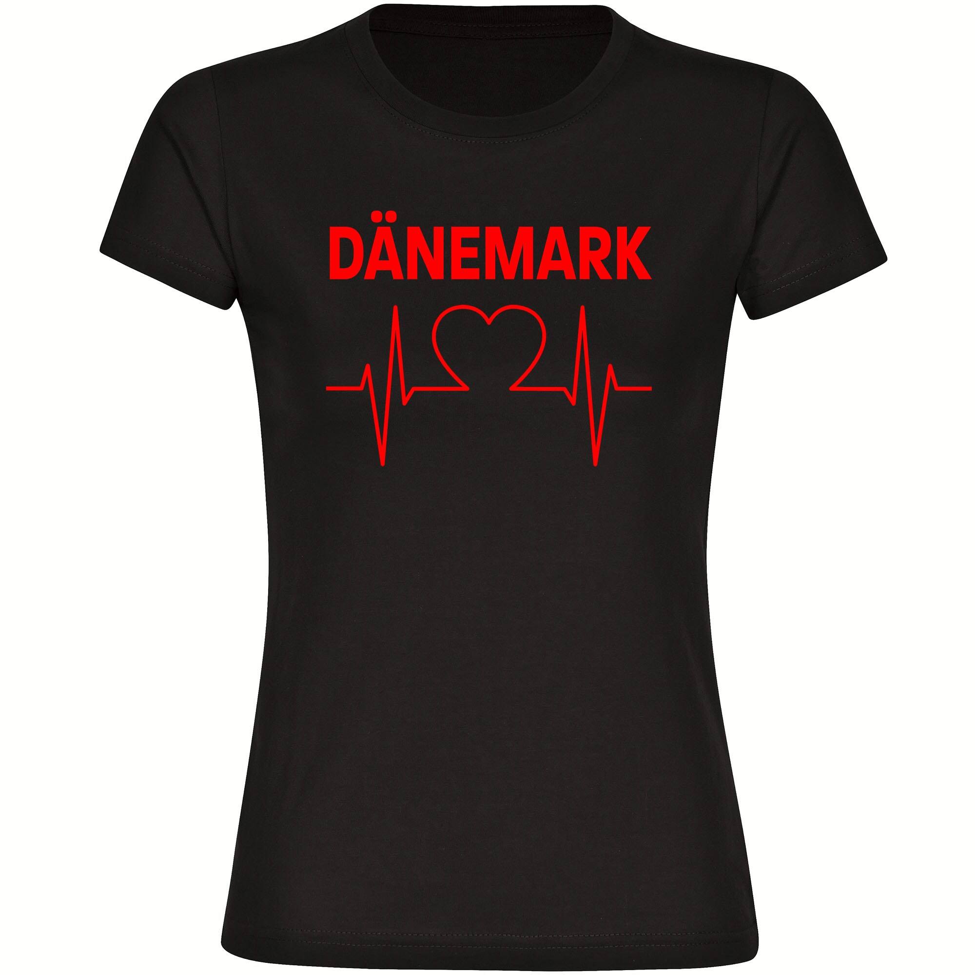 multifanshop Damen T-Shirt - D&auml;nemark - Herzschlag - Druck rot - Frauen - Bild 1