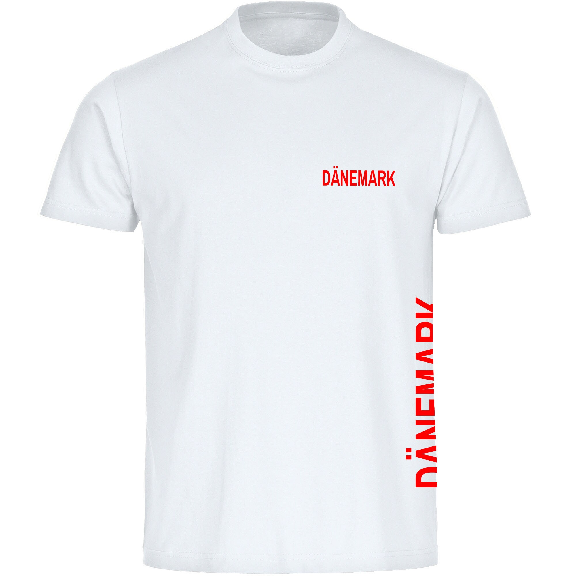 multifanshop Kinder T-Shirt - D&auml;nemark - Brust & Seite - Druck rot - Kind 