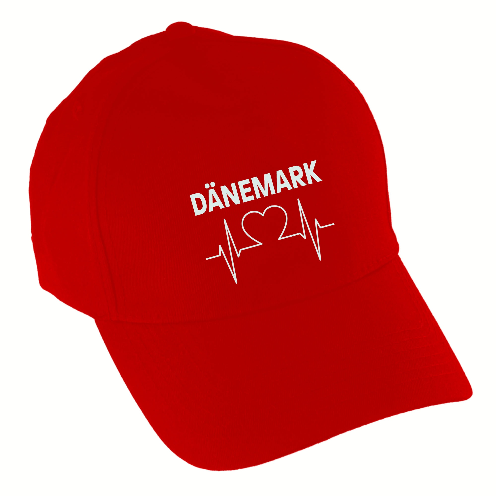 multifanshop Baseballcap - D&auml;nemark - Herzschlag - Druck wei&szlig; - M&uuml;tze - Bild 1
