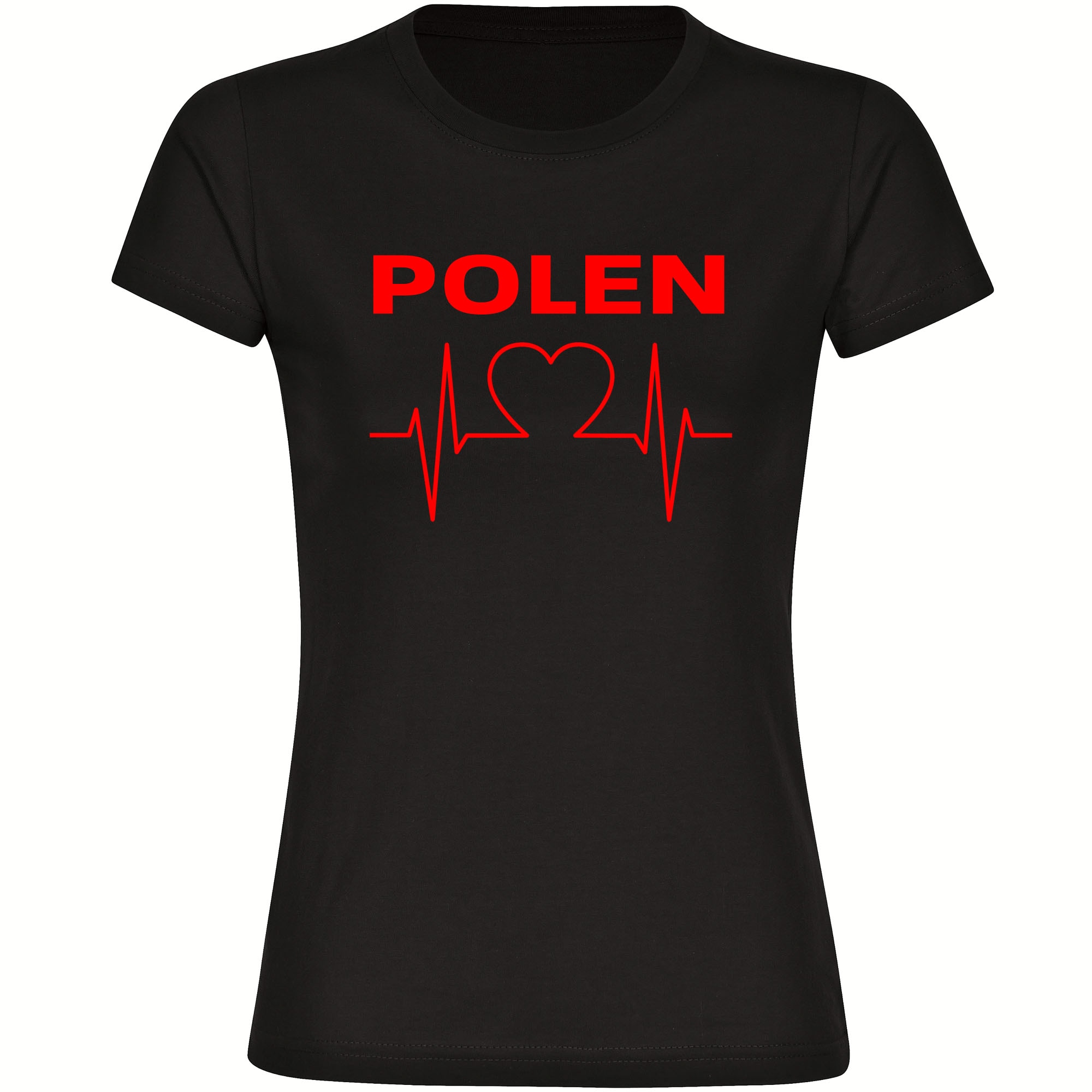 multifanshop Damen T-Shirt - Polen - Herzschlag - Druck rot - Frauen - Bild 1