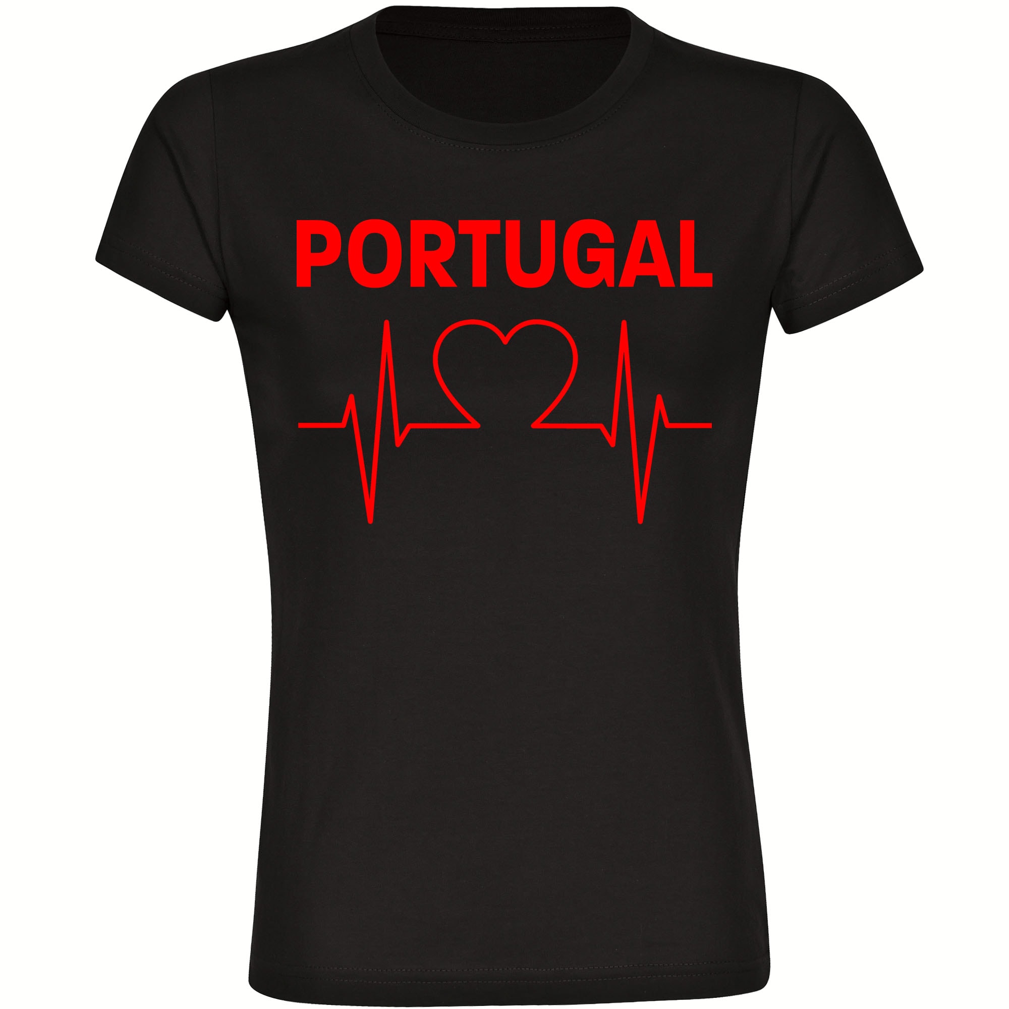 multifanshop Damen T-Shirt - Portugal - Herzschlag - Druck rot - Frauen - Bild 1